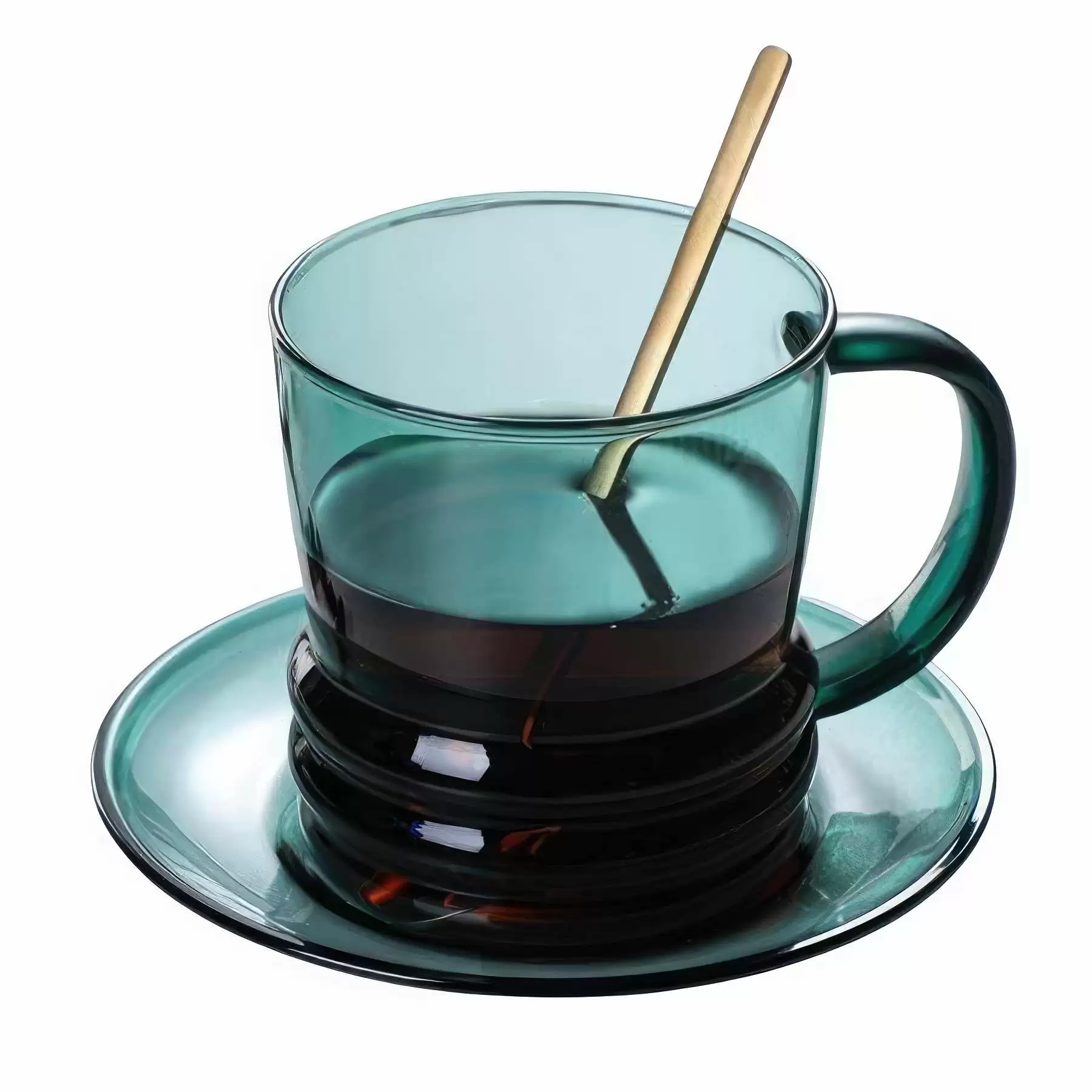 Custom 10 OZ. Glass Tea Cup Coffee Mug with Saucer Set - Image 2