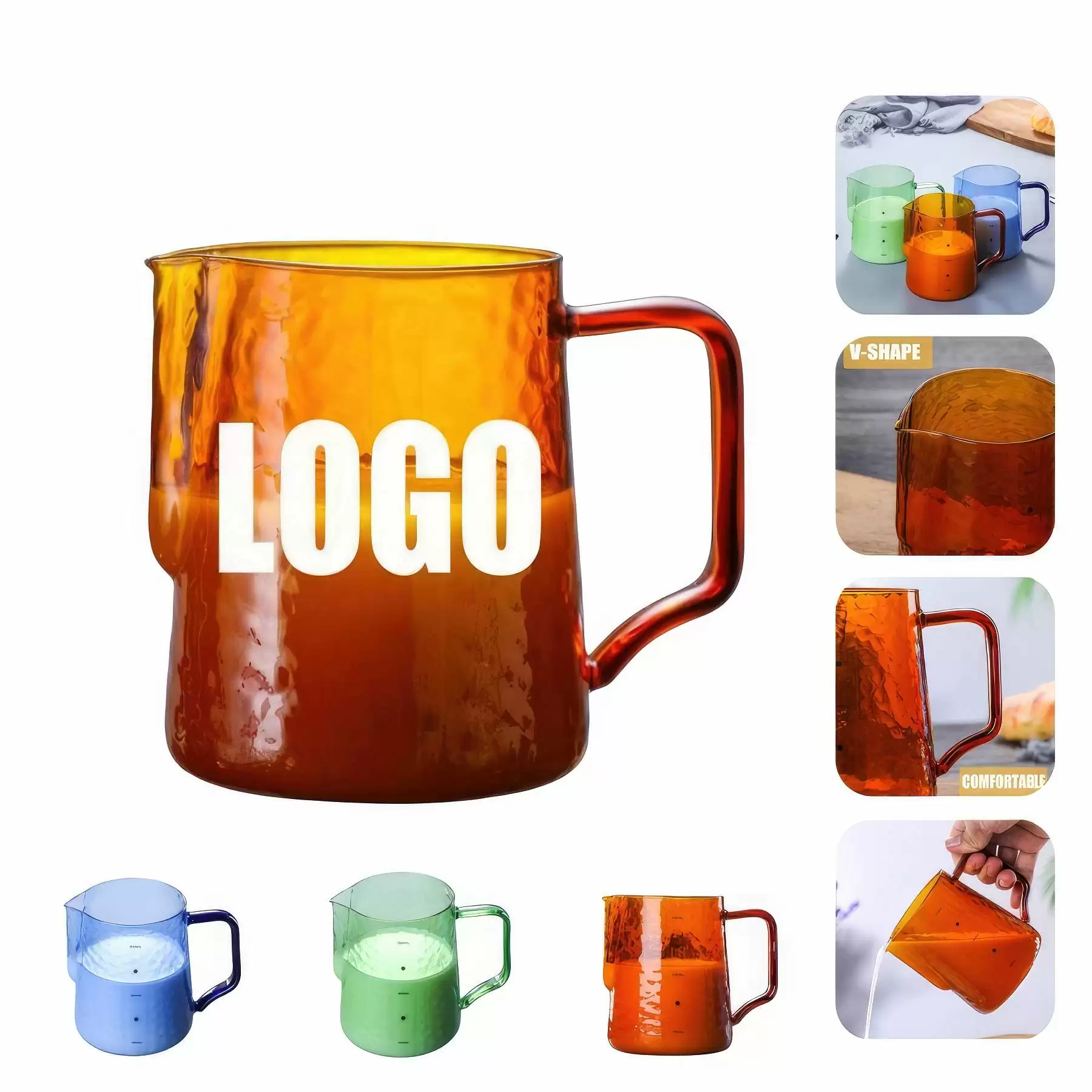 16.9 OZ/500ML Glass Milk Frothing Pitcher Cup - Latte Art