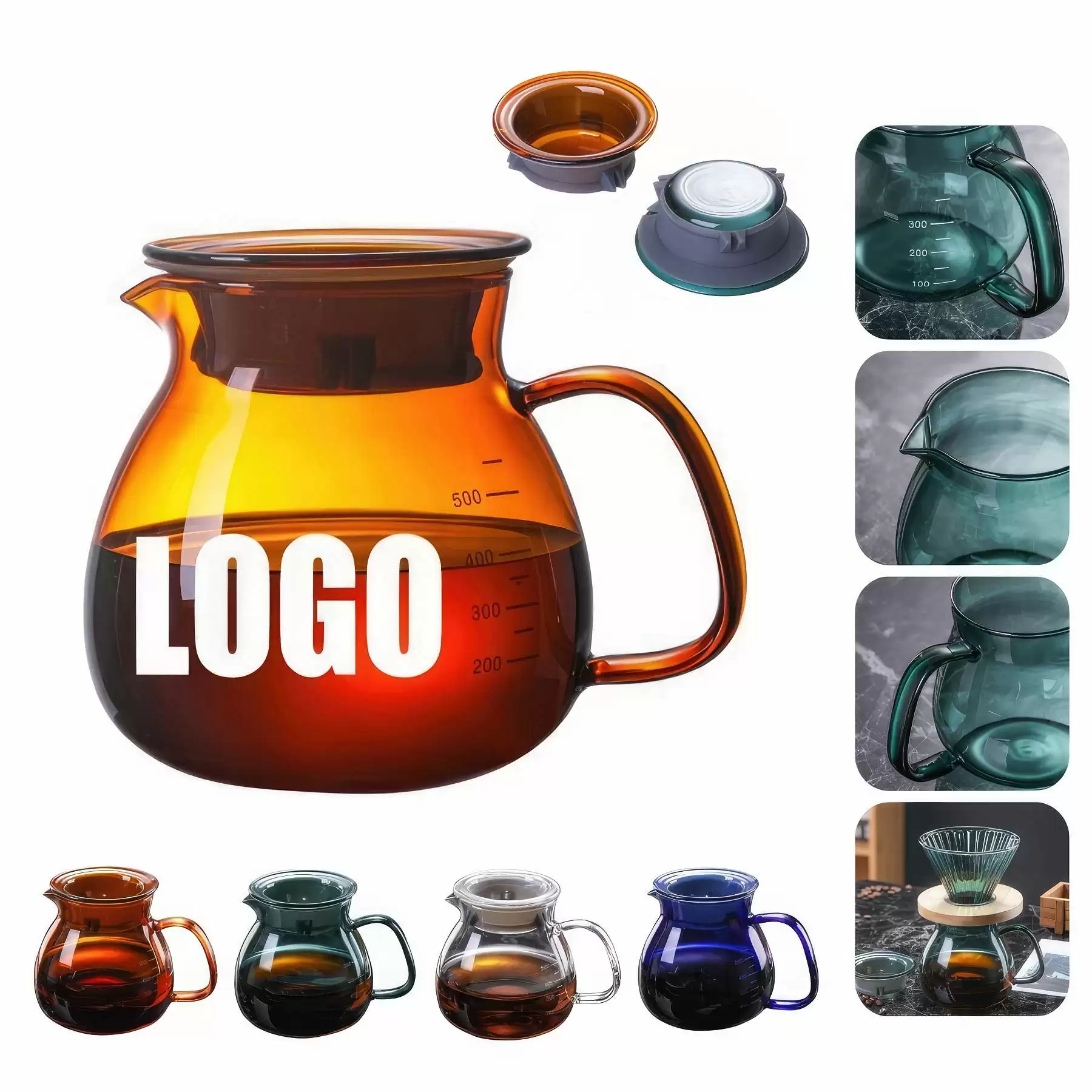 10/16.9 OZ. Glass Hand Drip Coffee & Tea Sharing Pot 16.9 oz