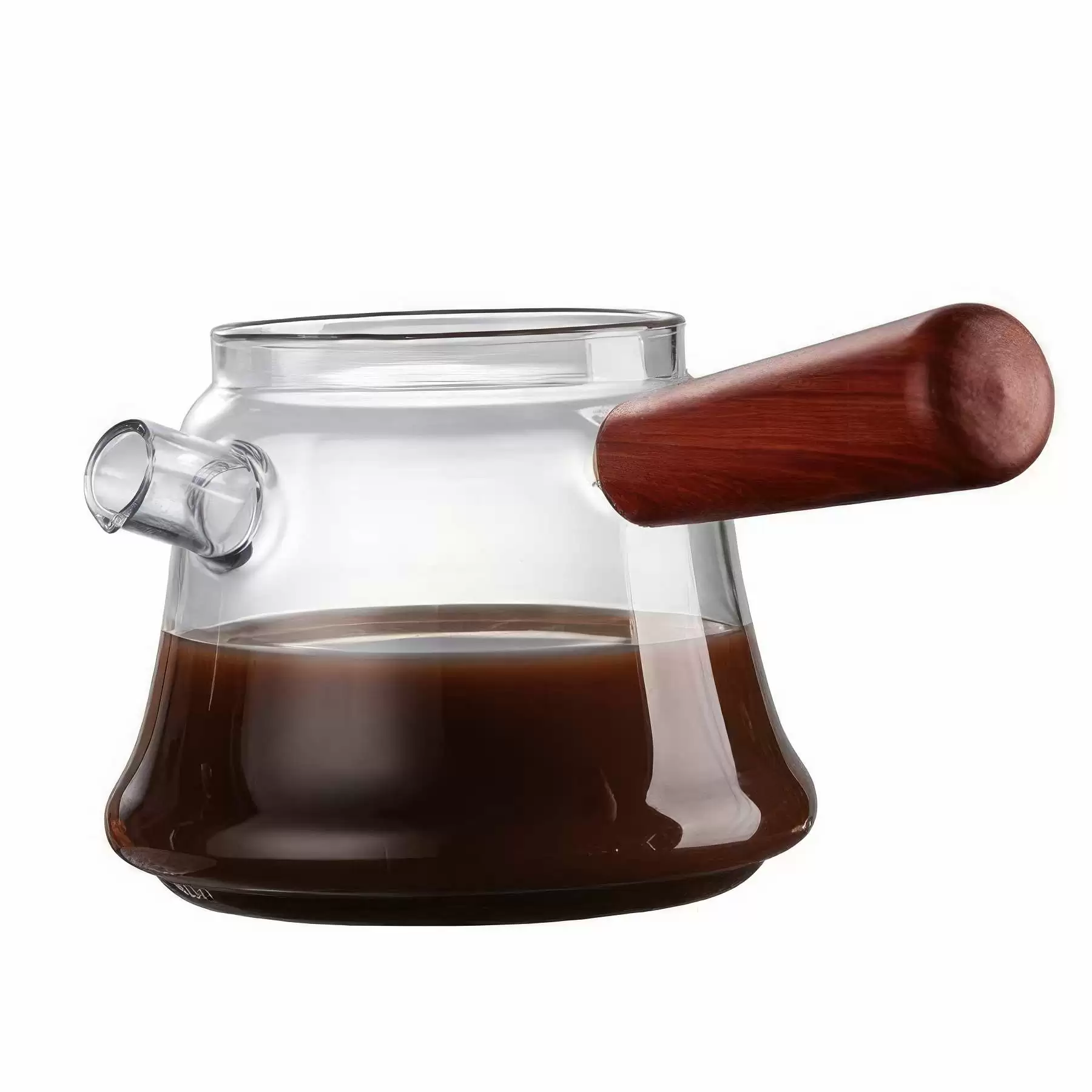 16.9 OZ. Glass Hand Drip Coffee Sharing Pot with Wood Handle - Image 2