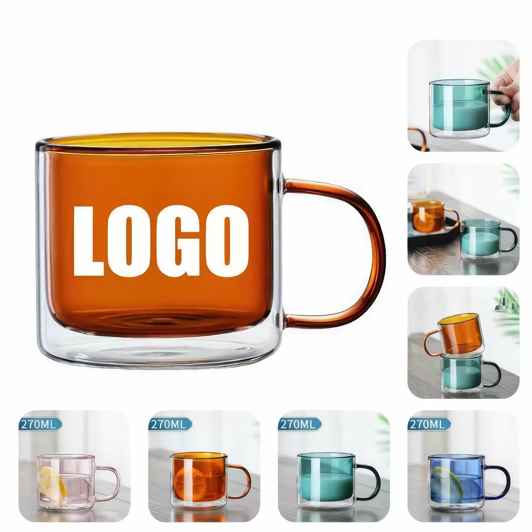 Custom 9 OZ. Glass Tea Coffee Mug & Office Drink Gift Cup