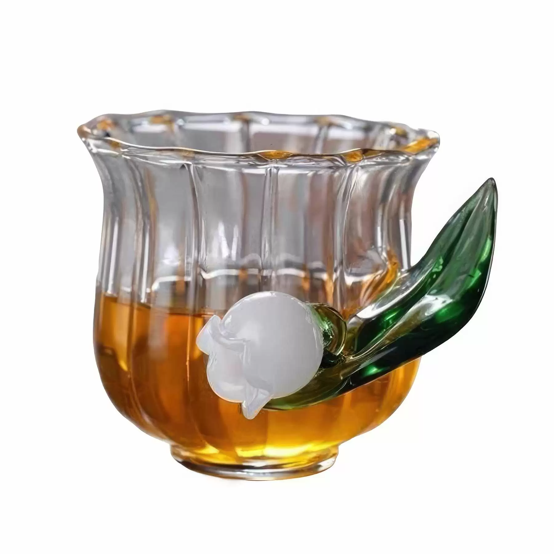 5 OZ/150ML Glass Tea Coffee Mug & Flower Handle Gift Cup - Image 2