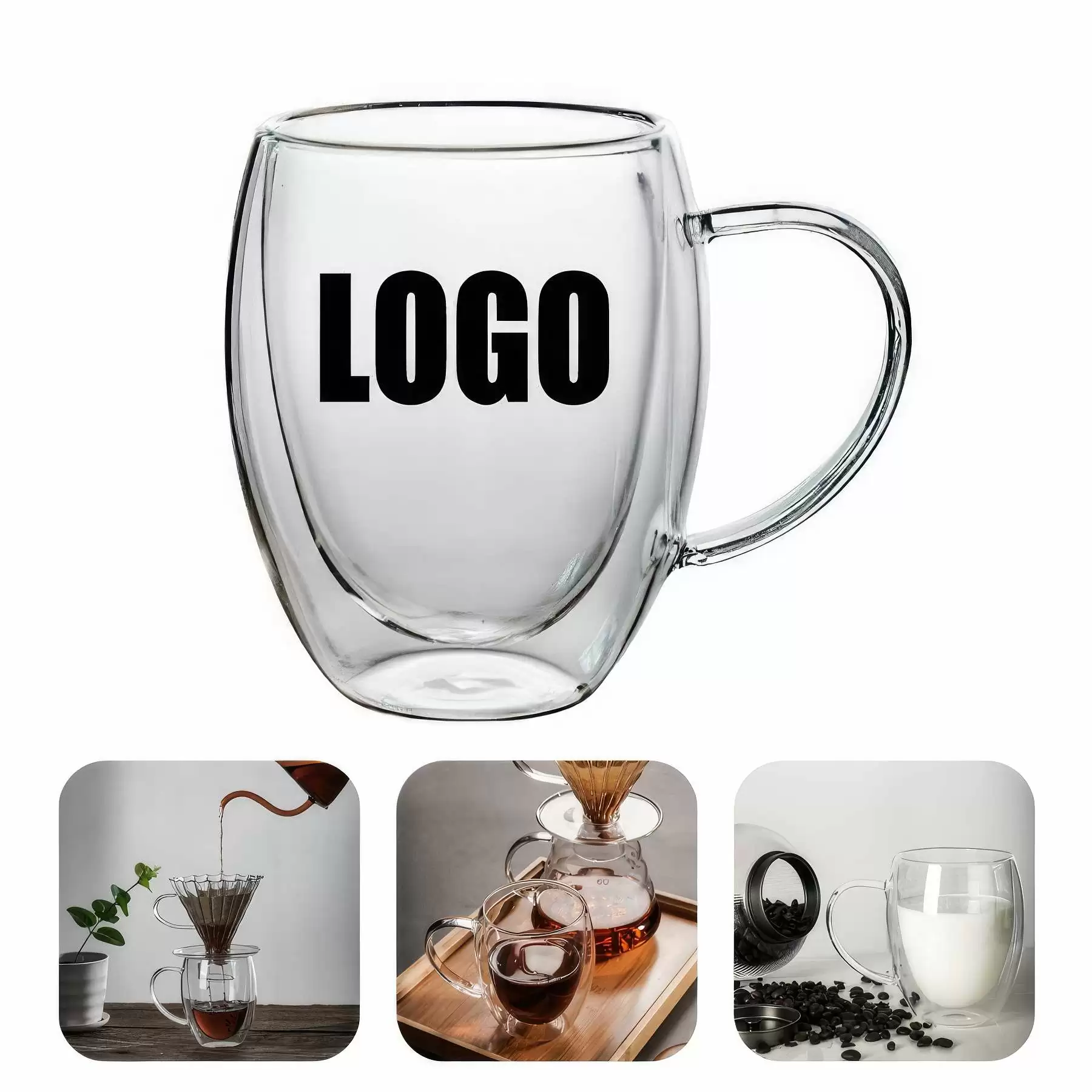 10 OZ / 300ML Glass Tea Coffee Mug & Office Drink Gift Cup