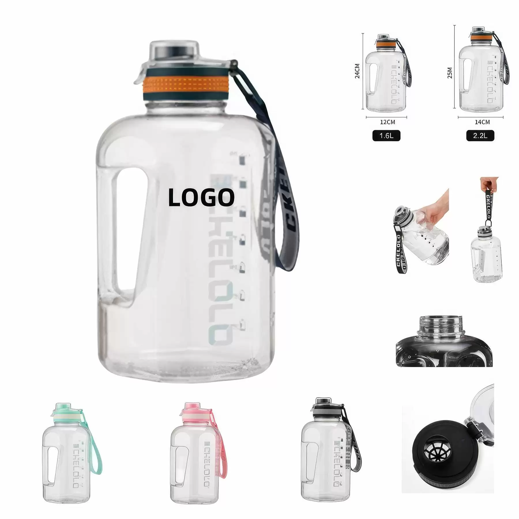 Plastic Motivational Water Bottle with Time Marker