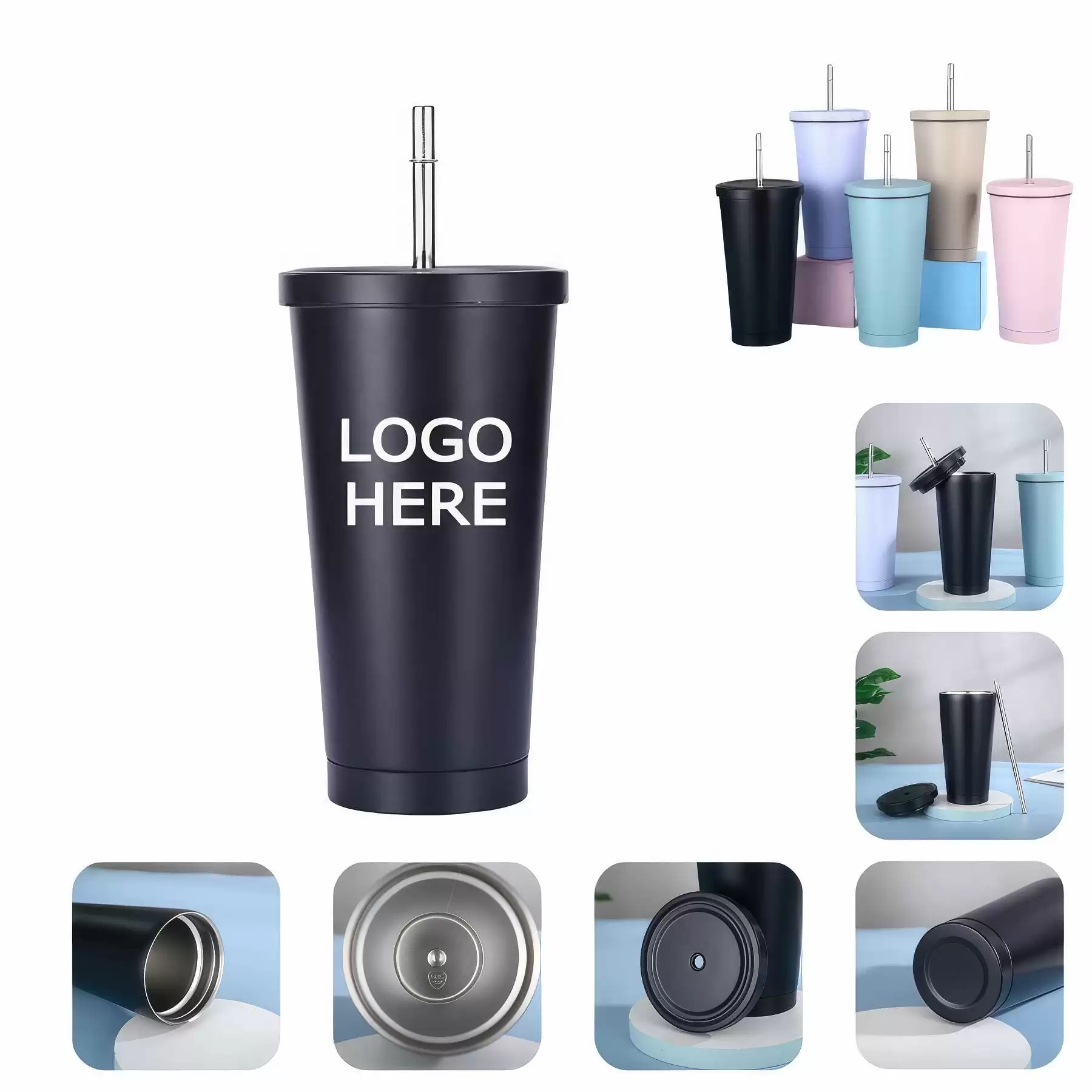 Stainless Steel Camping Tumbler with Lid and Straw: 25.36 oz