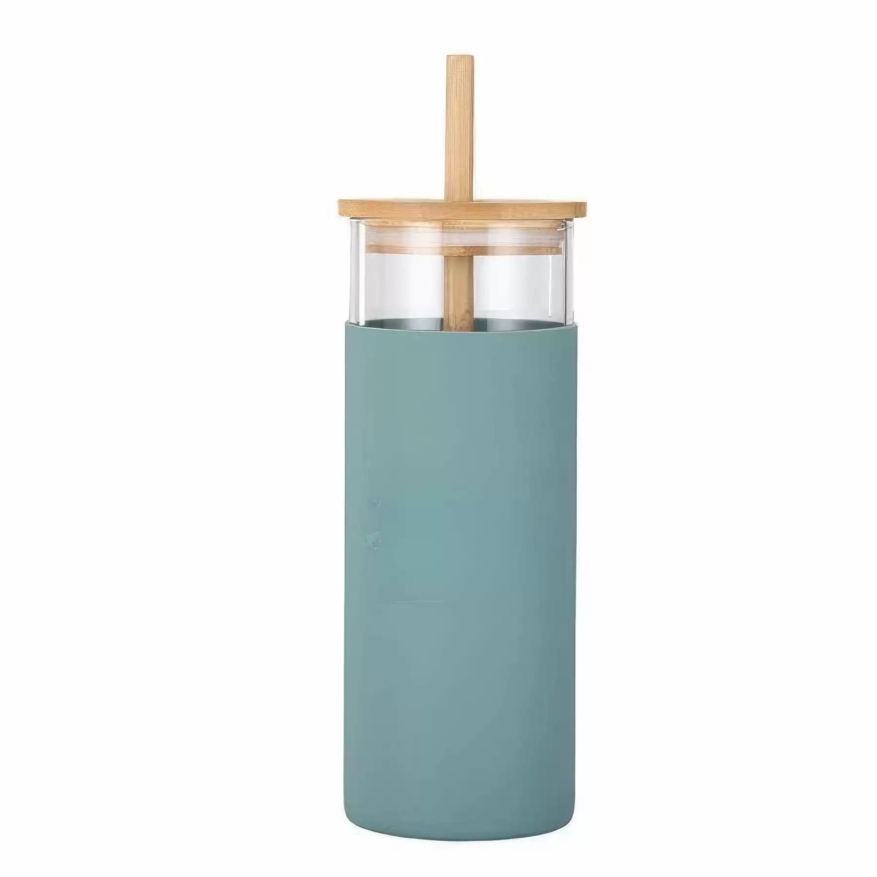 Custom Glass Tumbler With Bamboo Lid And Straw - Image 2