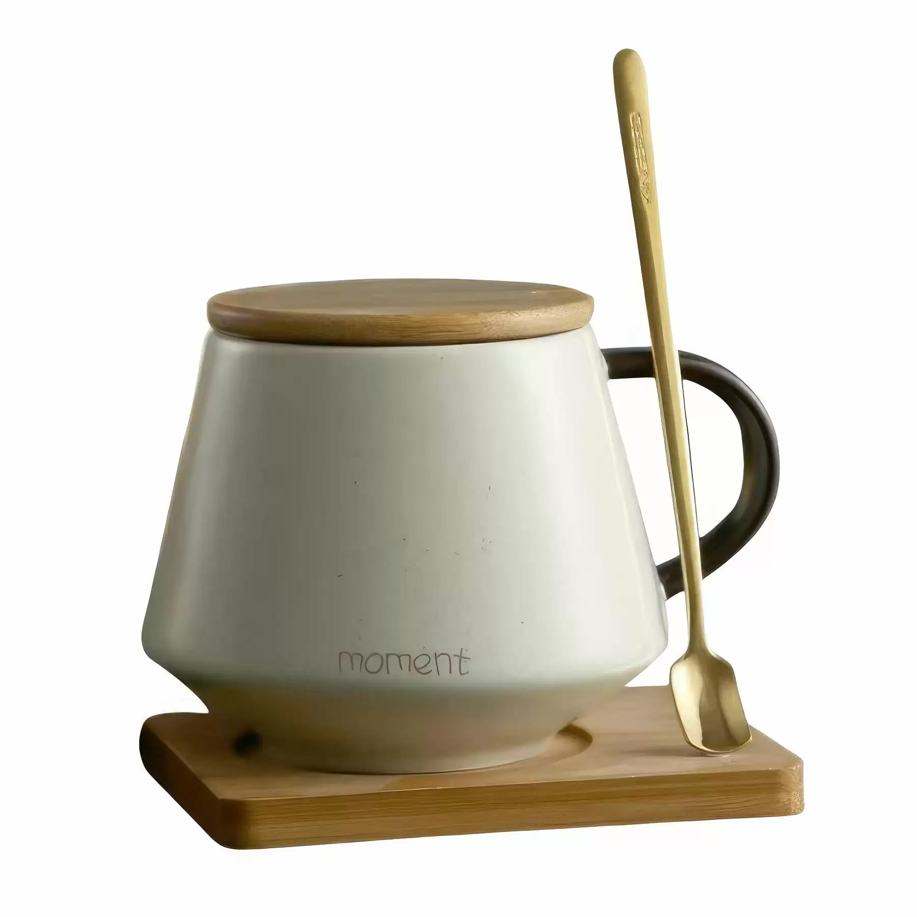 Custom Ceramic Milk Tea Coffee Mug with Lid Spoon Coaster - Image 2