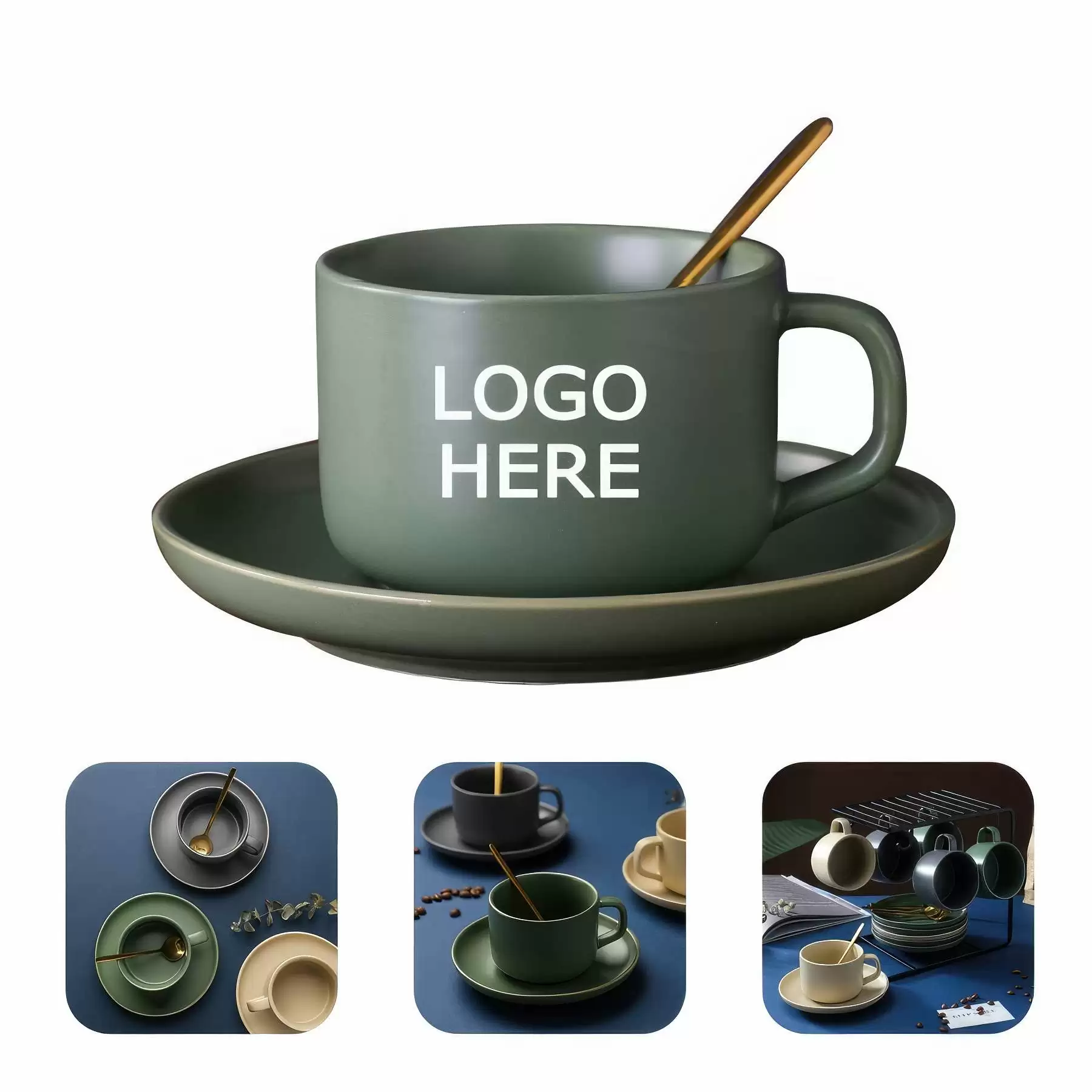 Custom Coffee Cup with Saucer Set