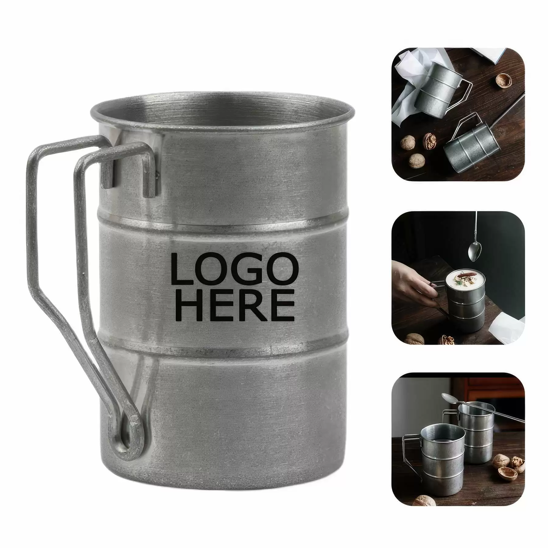 Custom 13 oz Stainless Steel Big Grip Beer Mug
