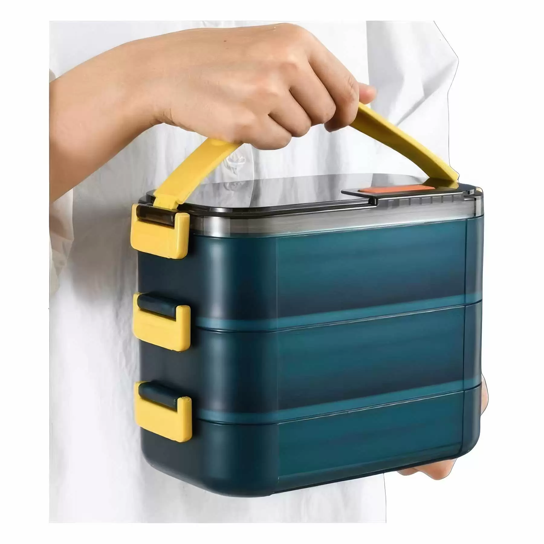 304 Stainless 3 Layer Steel Lunchbox with Handle: 60.86 oz - Image 2