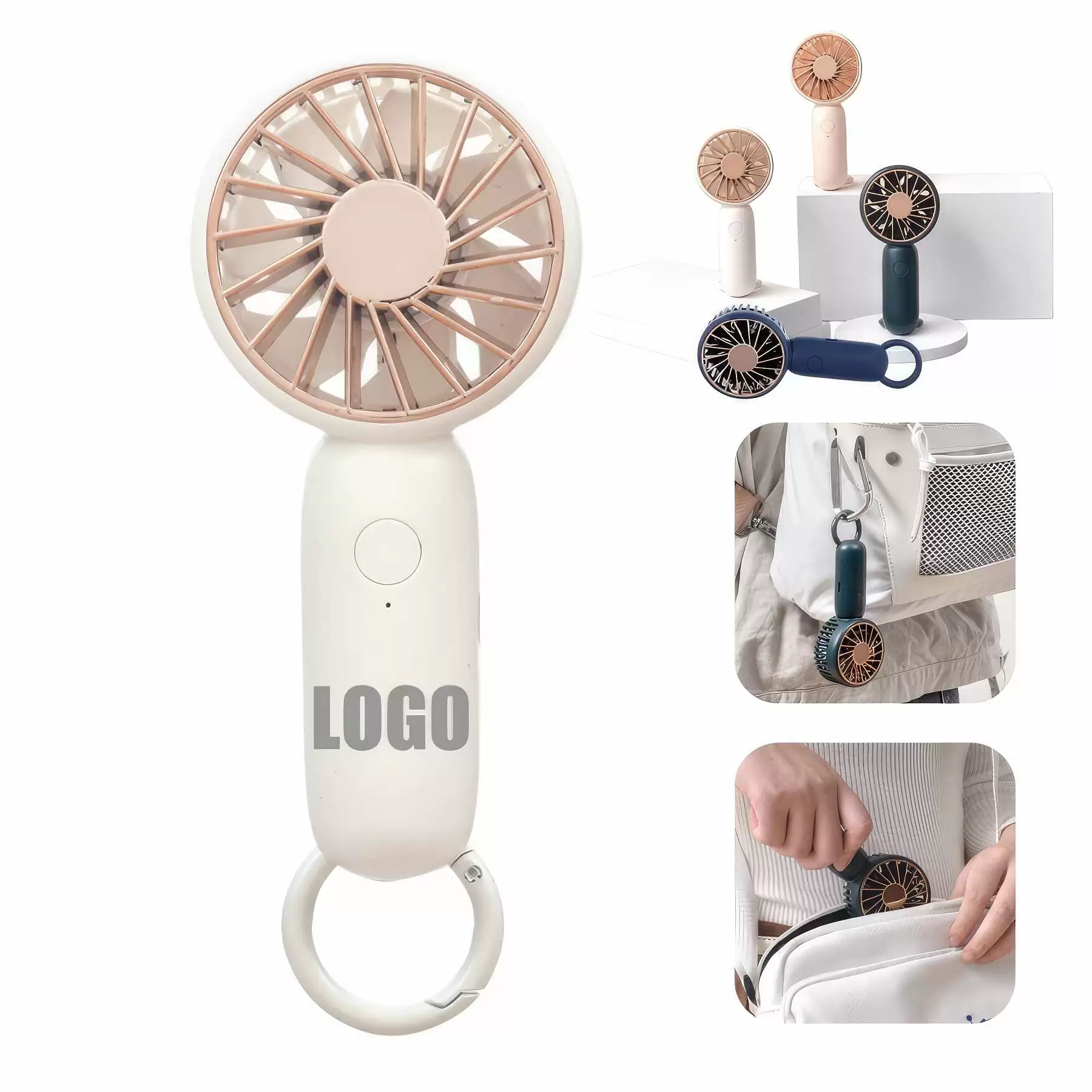 Custom Portable Handheld Mini Fan with Climbing Buckle