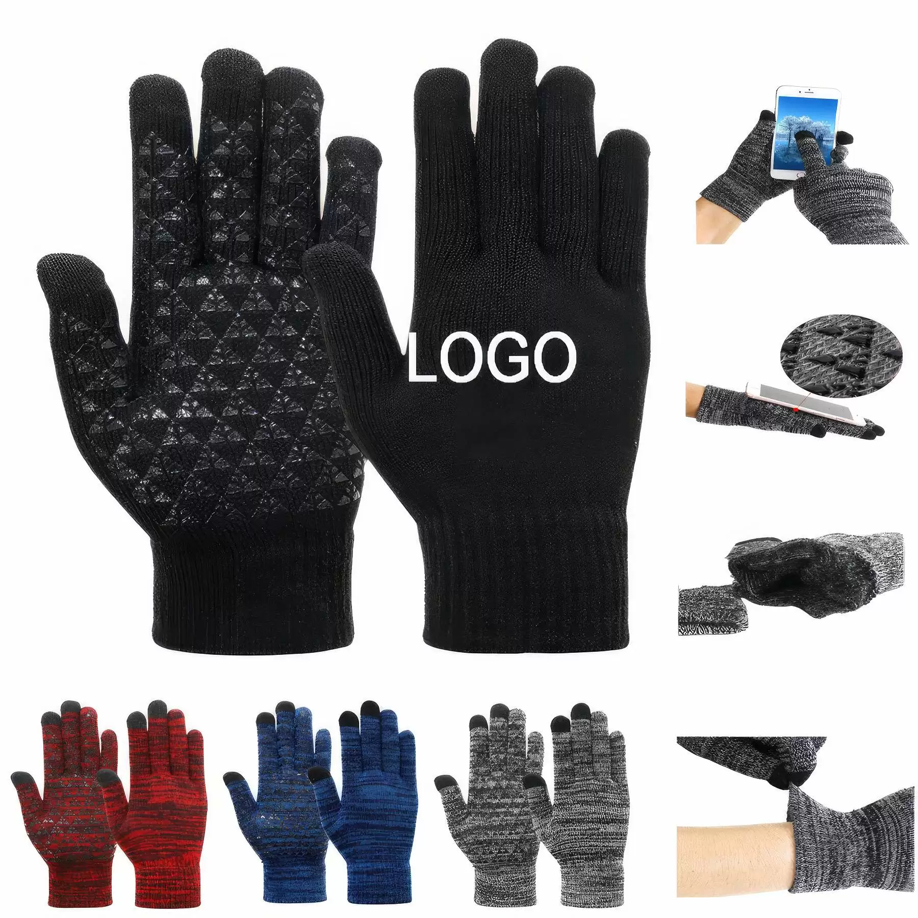 Fashion Cold Reinforced Wool Touch Screen Gloves