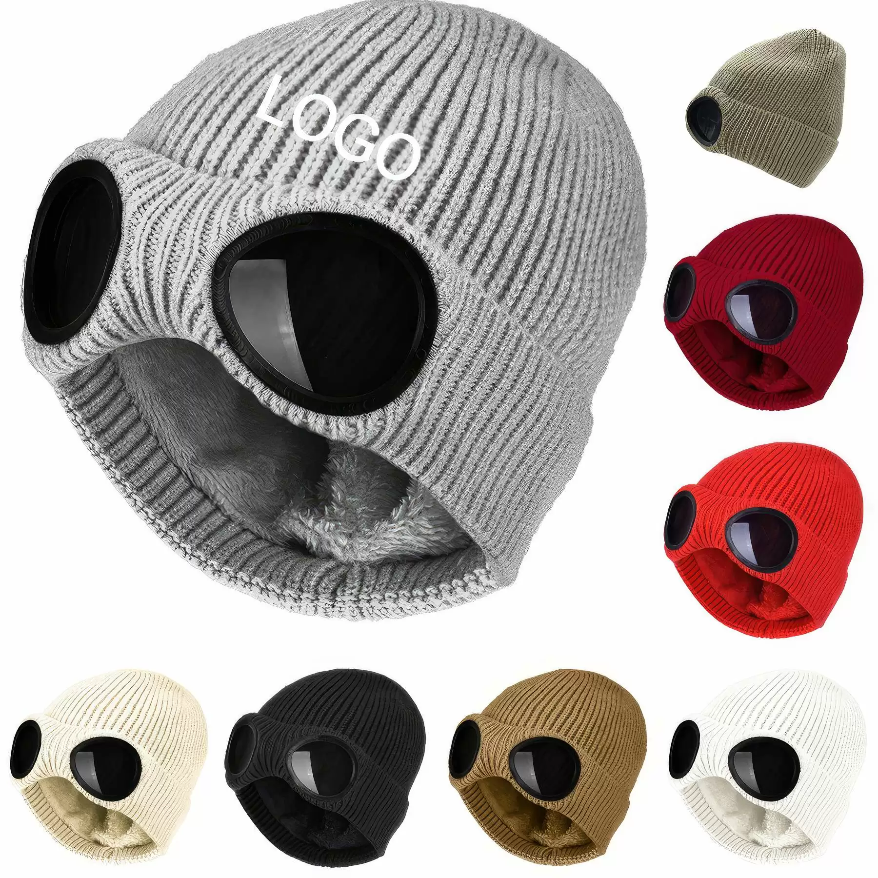 Unisex Wool Knitted Goggles Beanie