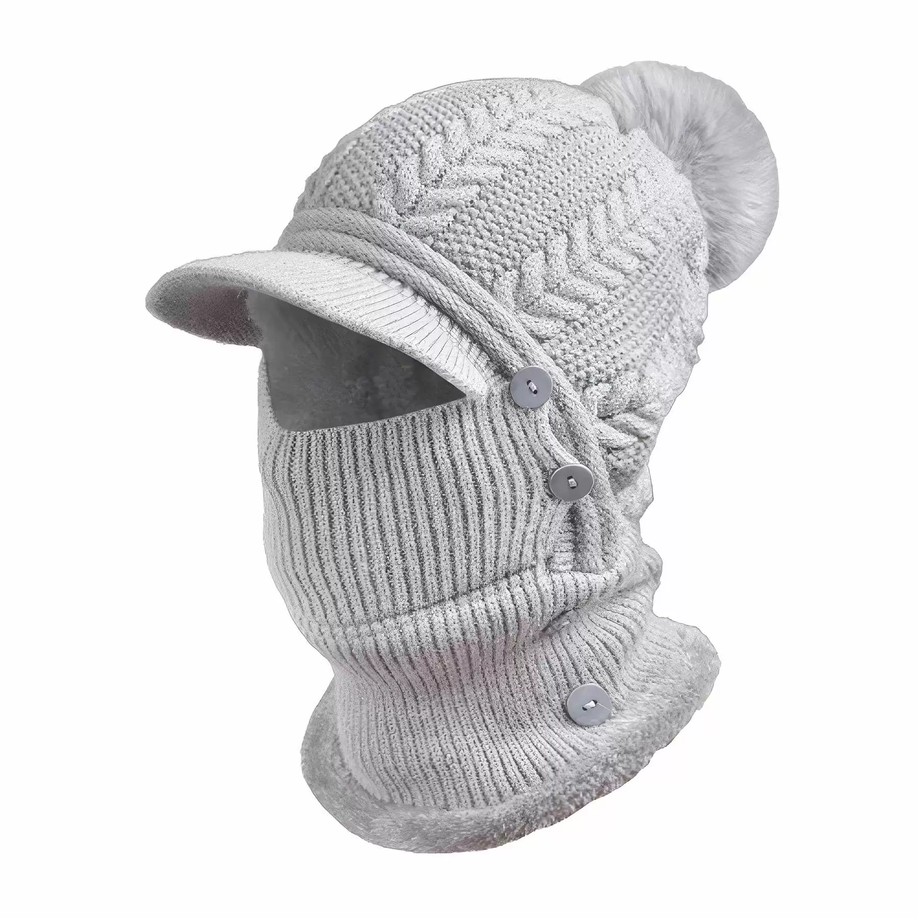Women One Piece Slouchy Fleece Beanie Hats Scarf Mask - Image 2