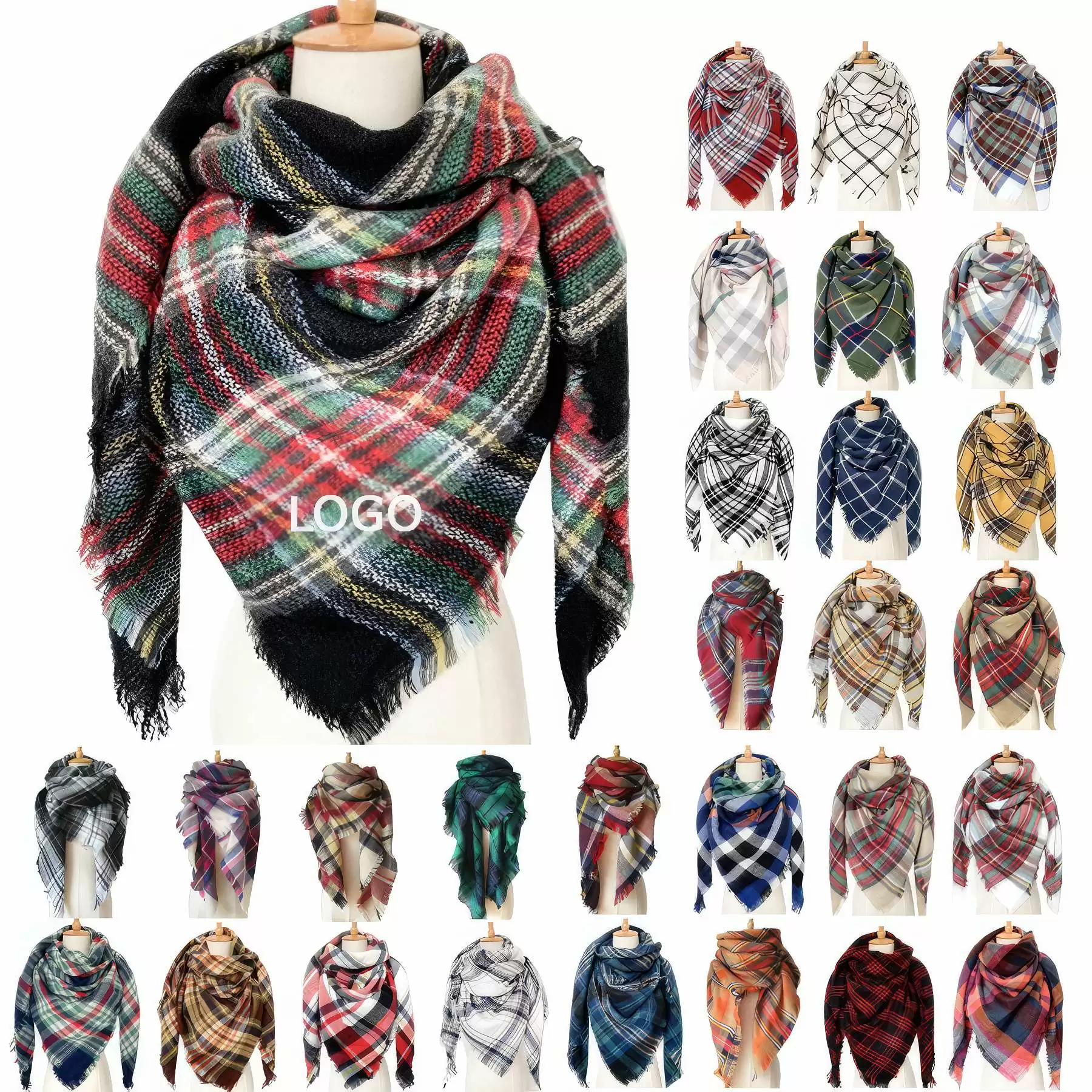 Trendy Plaid Blanket Scarf Women Oversized Long