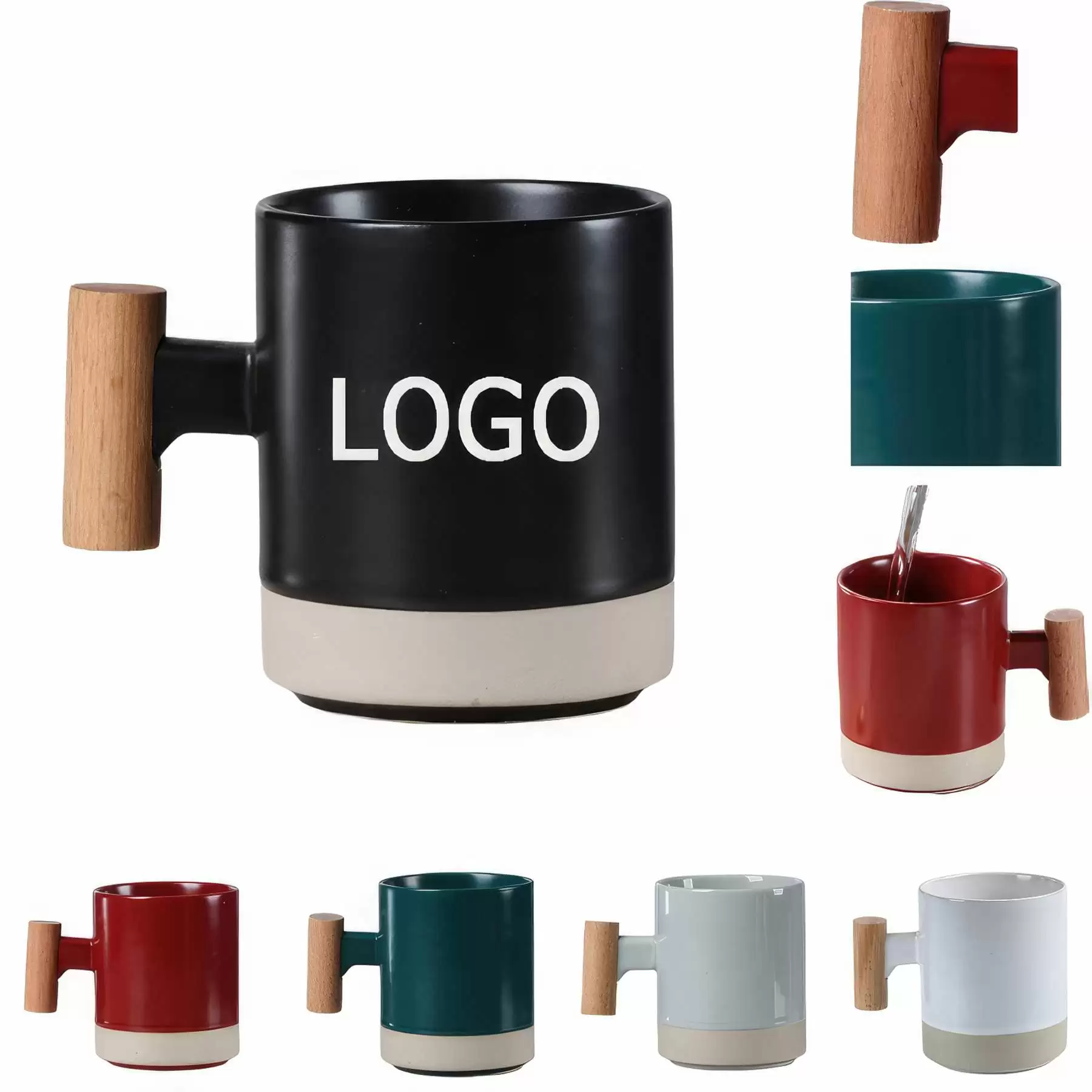 Ceramic Coffee Mug Wooden Handle