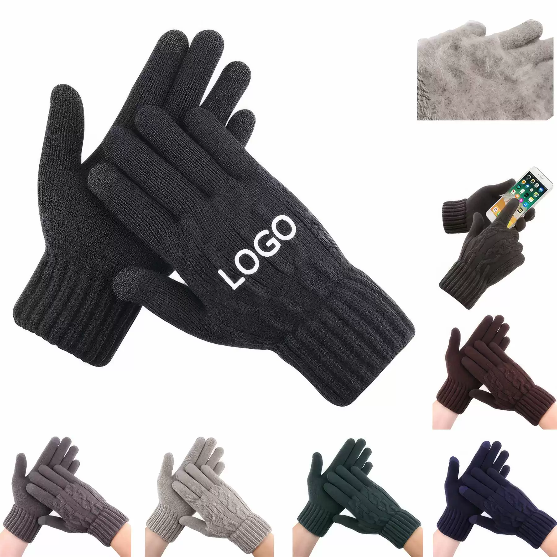 Touch Screen Saver Warm Knit Fleece Fingertip Gloves