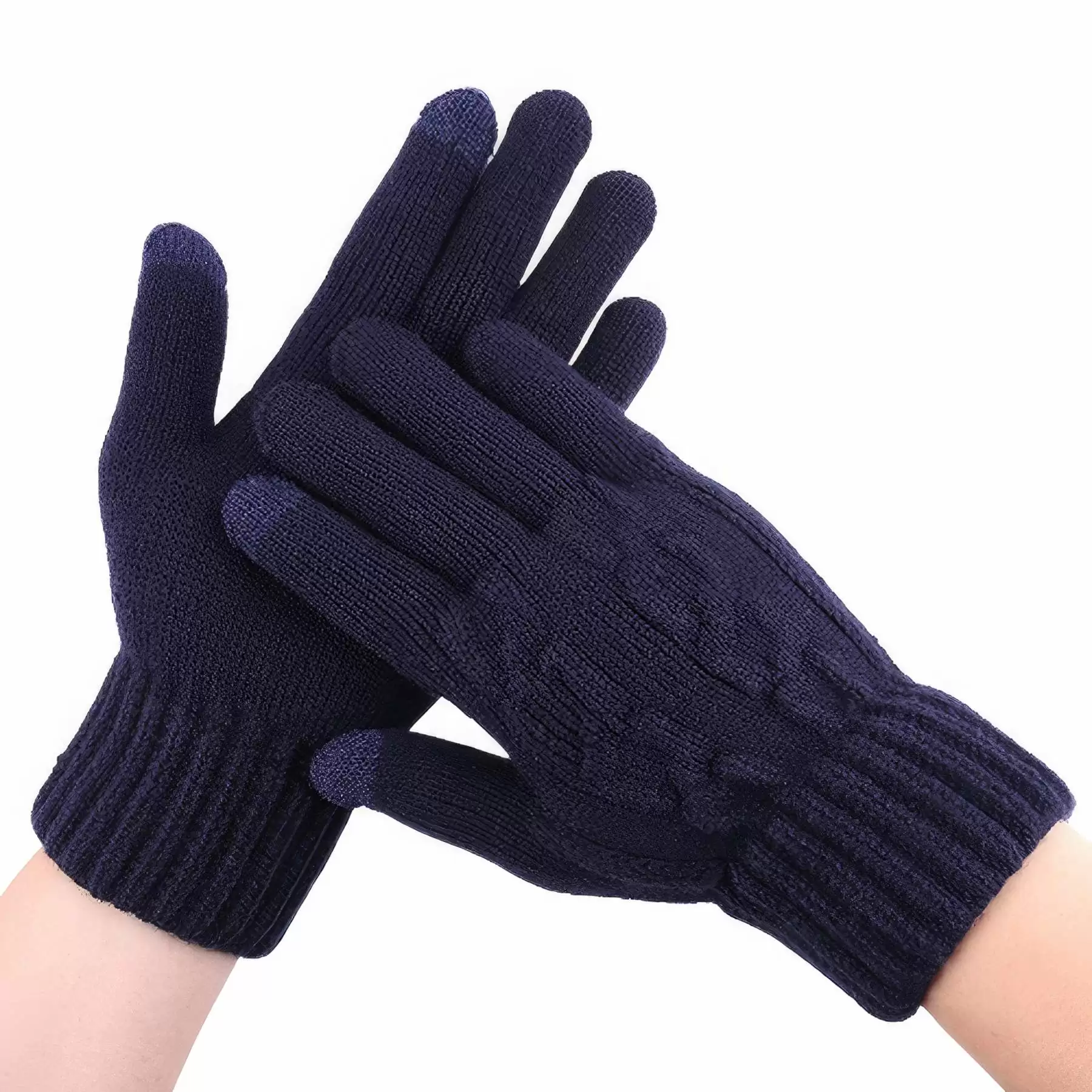 Touch Screen Saver Warm Knit Fleece Fingertip Gloves - Image 2