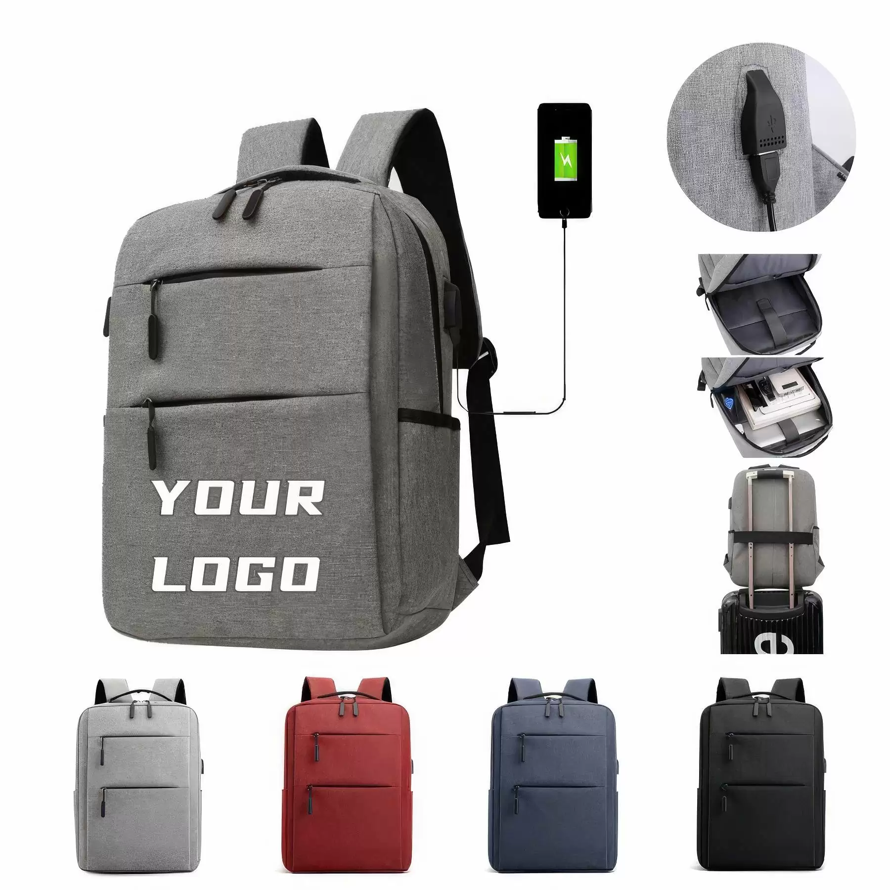 Travel Laptop Backpacks with USB Charger Port