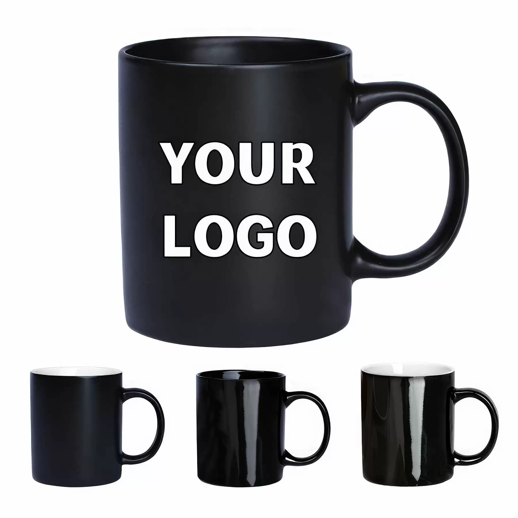 11 oz. Matt & Glossy Black Ceramic Coffee Mugs