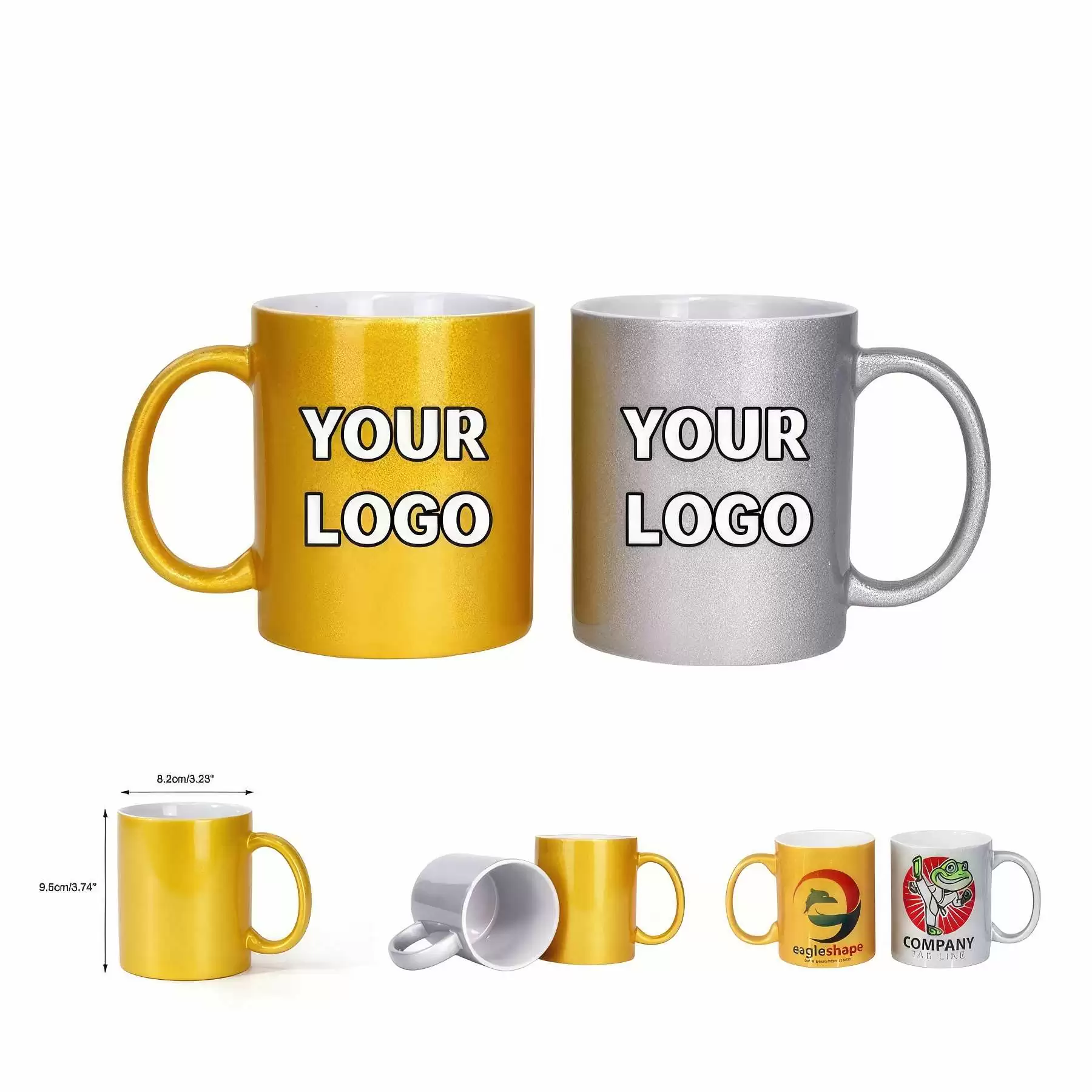 11 oz Full Color Sublimation Glossy Sparkly Ceramic Mug