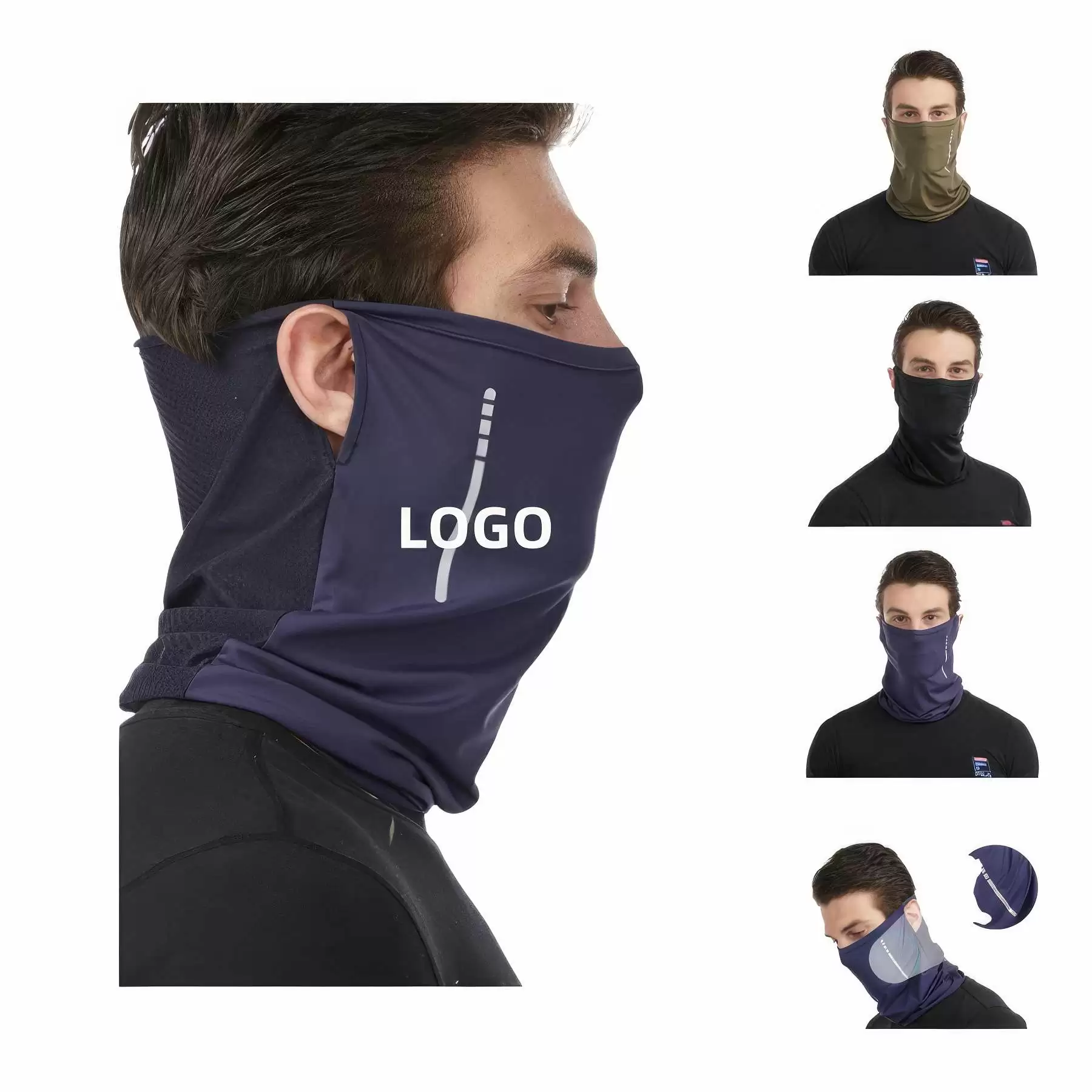 UPF50+ Cooling Neck Gaiters w/ Reflective Stripe