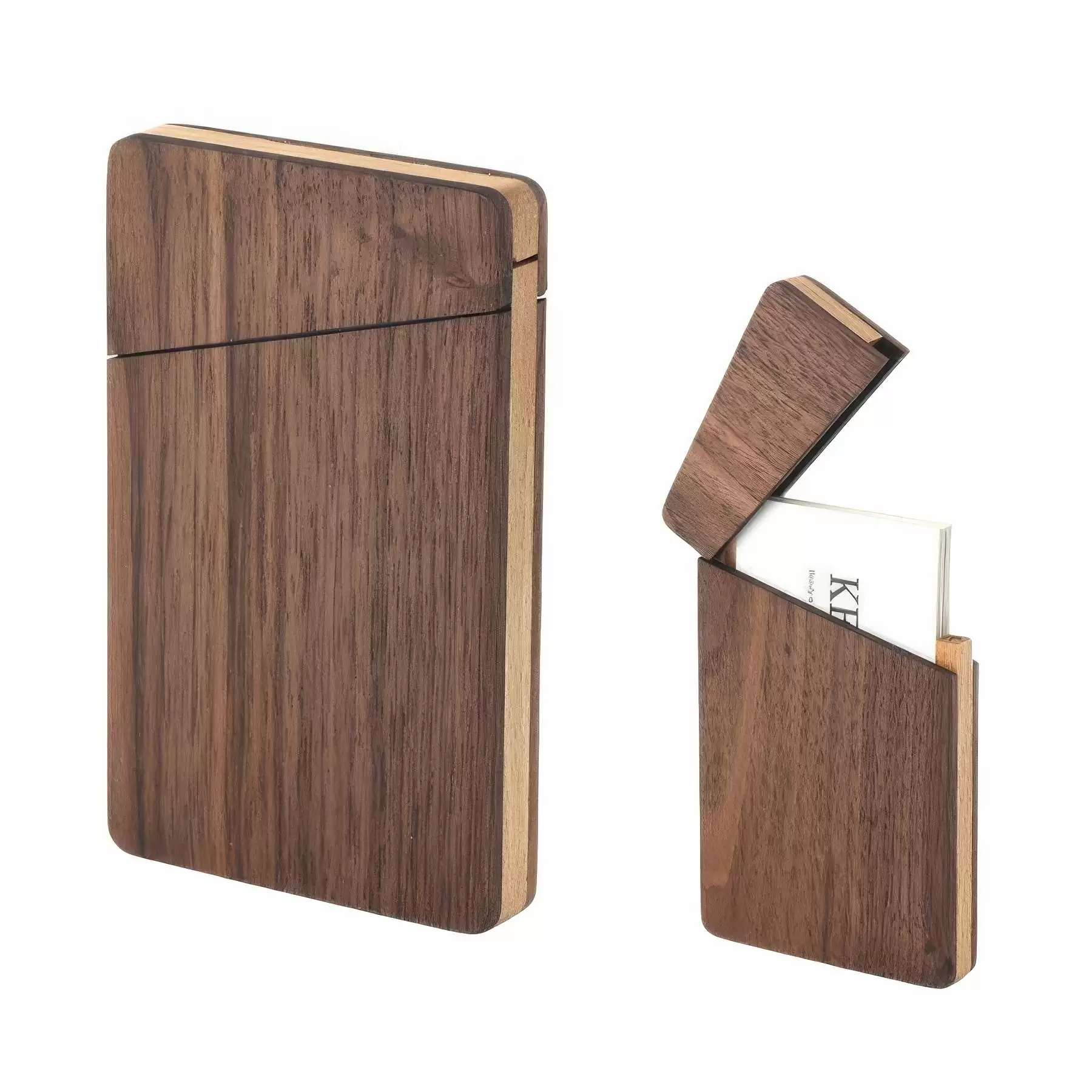 Portable Walnut Wooden Business Card Holders & Cases - Image 2
