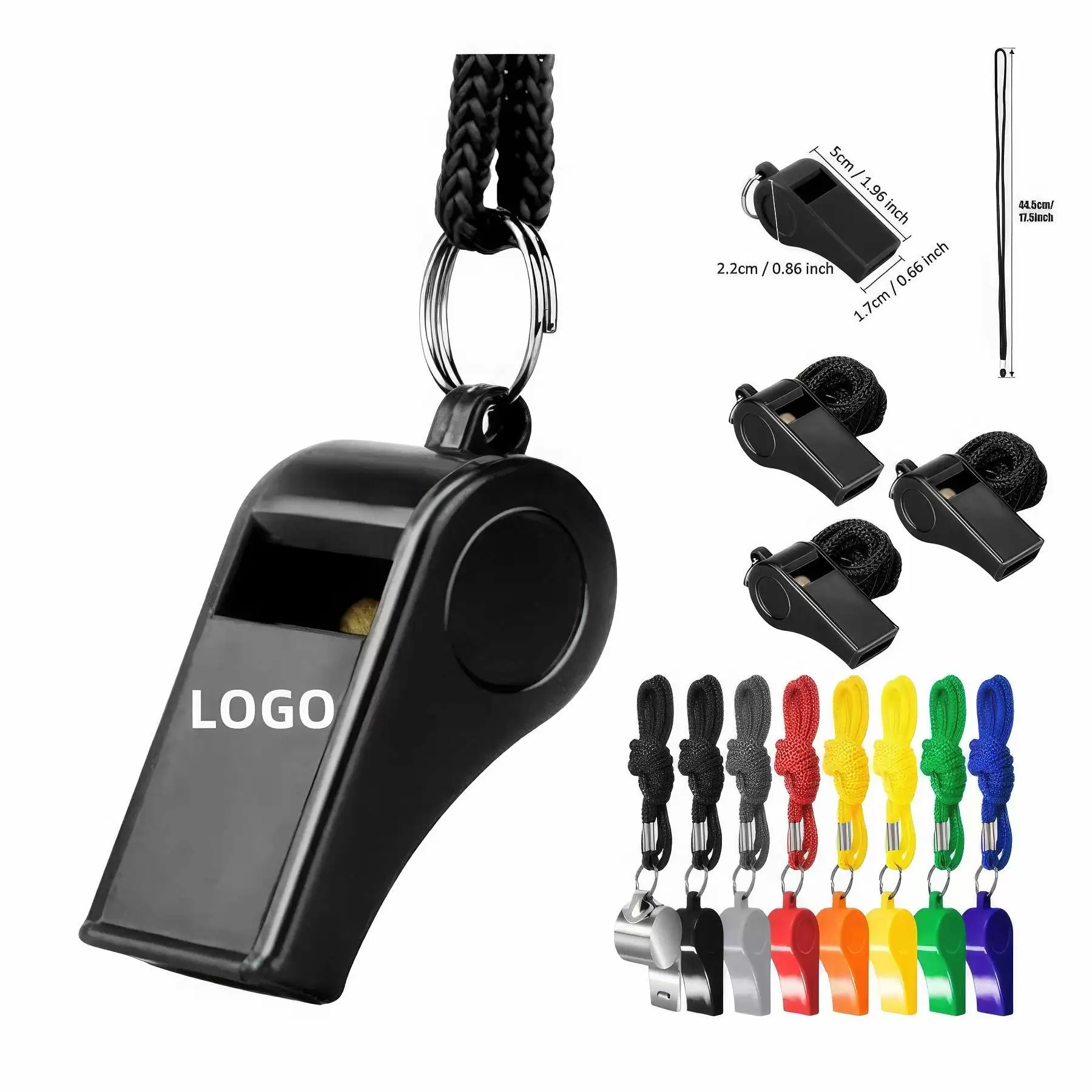 Plastic Whistle with Lanyard