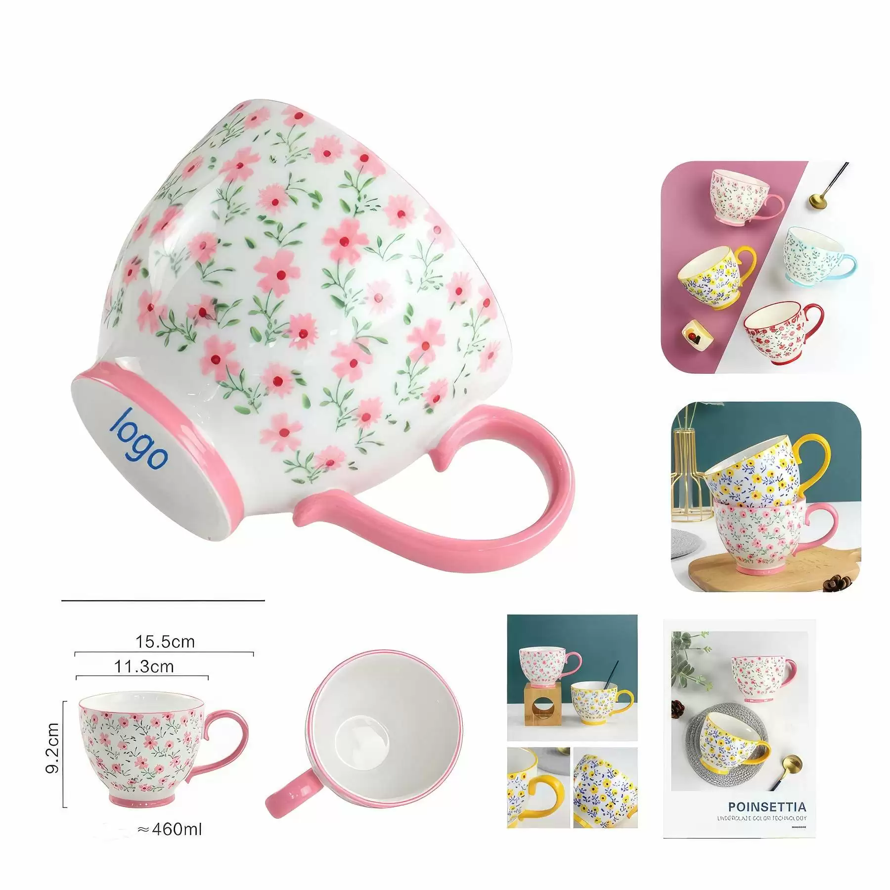 Small  Flower Breakfast Oatmeal Ceramic   Mug