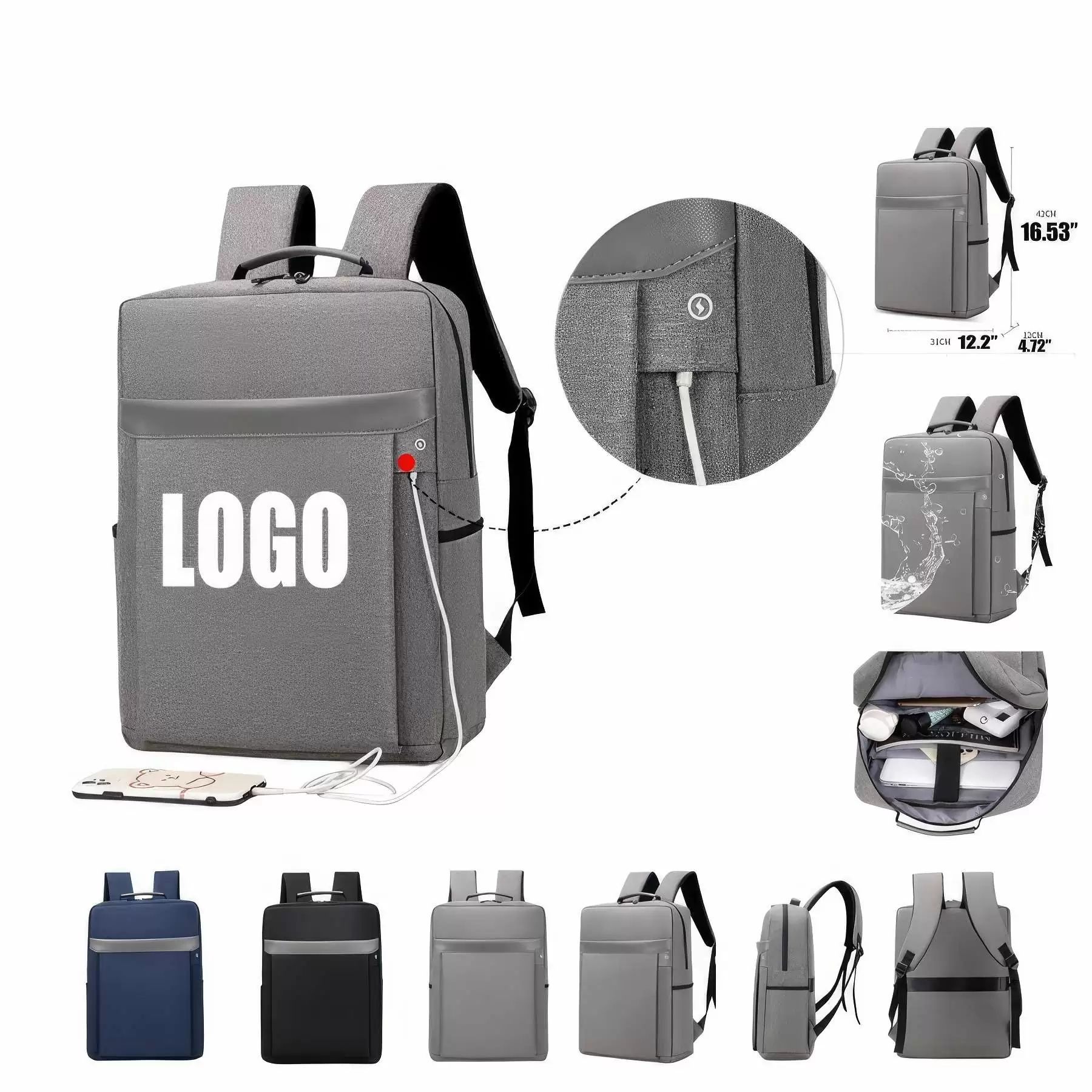 Customized Laptop Bags For Men Casual With USB Port
