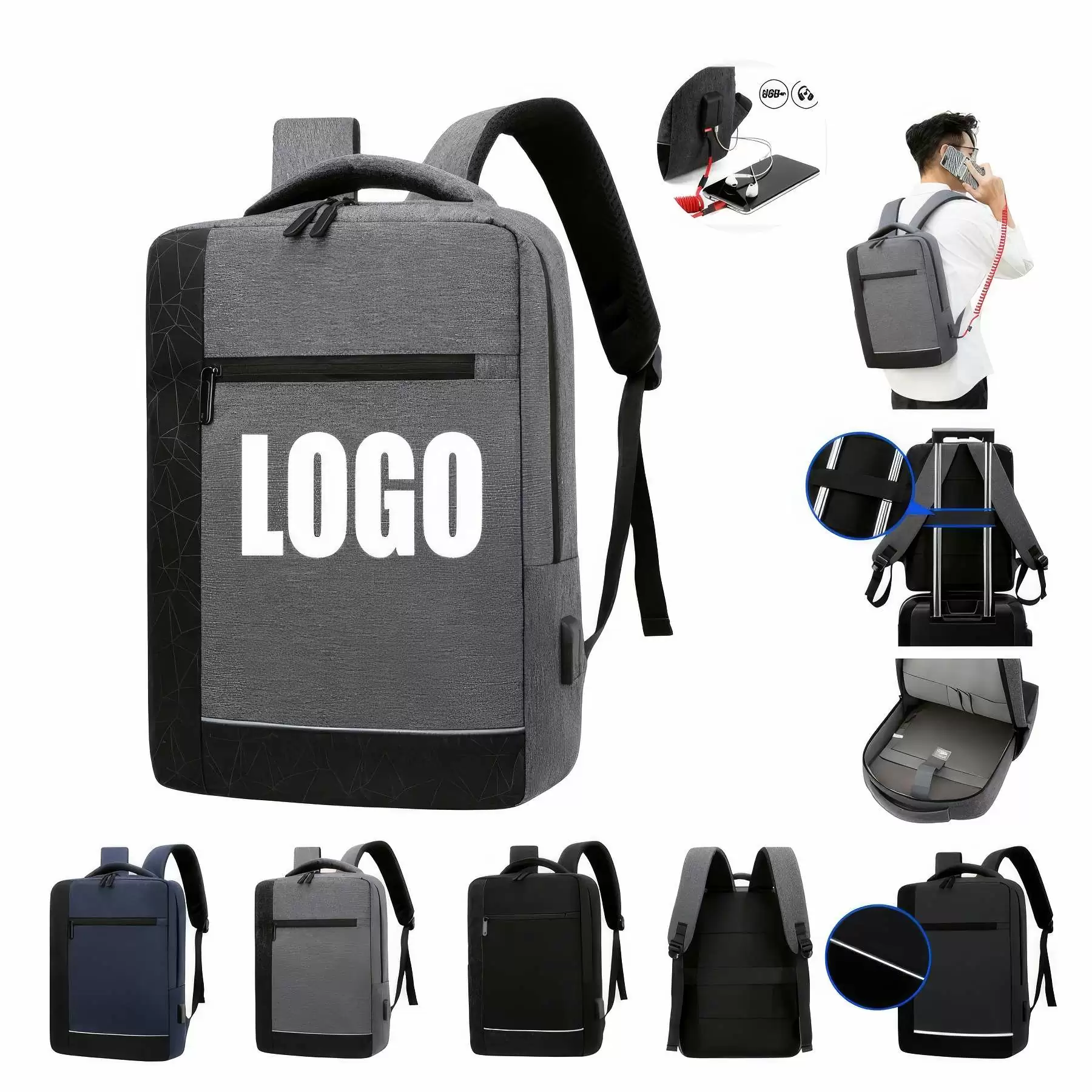 Customized Outdoor Leisure Travel Bags with USB Port