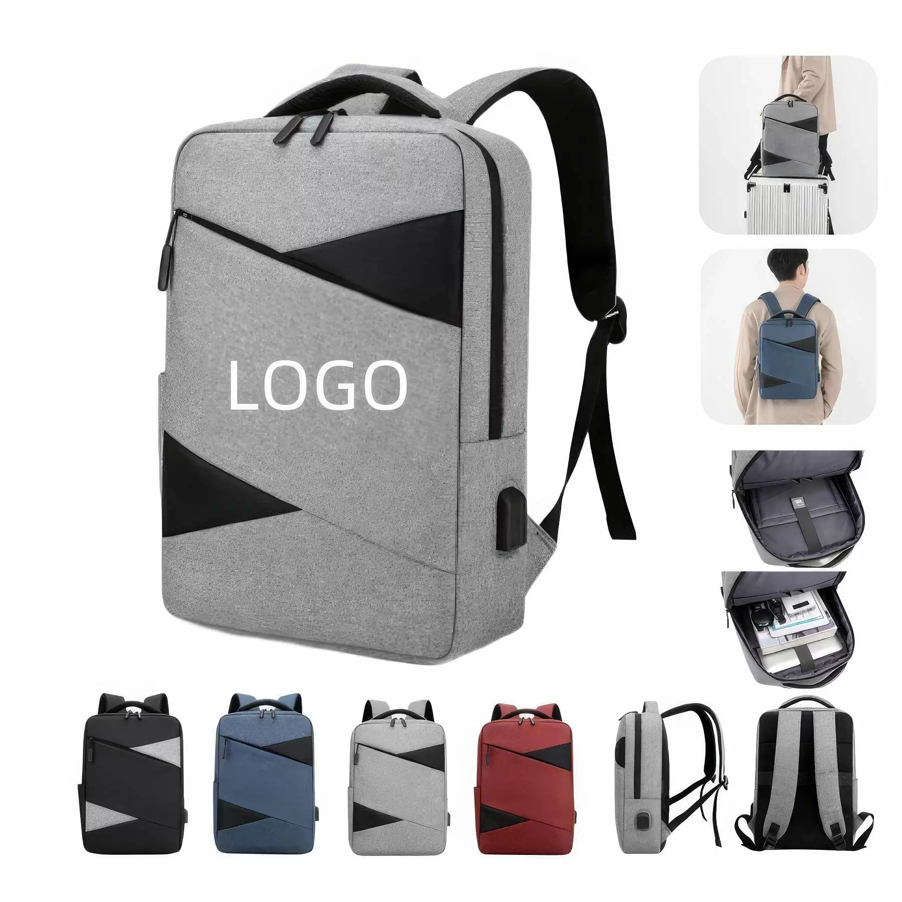 Customized Backpacks with USB Interface Can Be Printed Logo