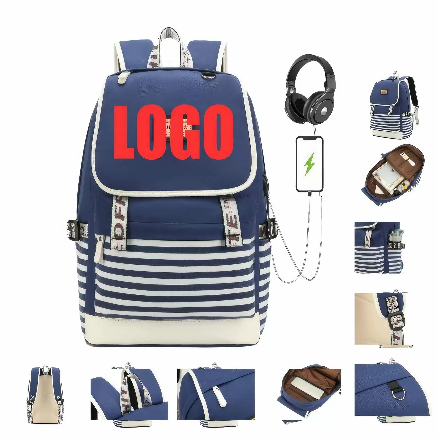 Customizable Commuter Backpacks with USB Charging Port