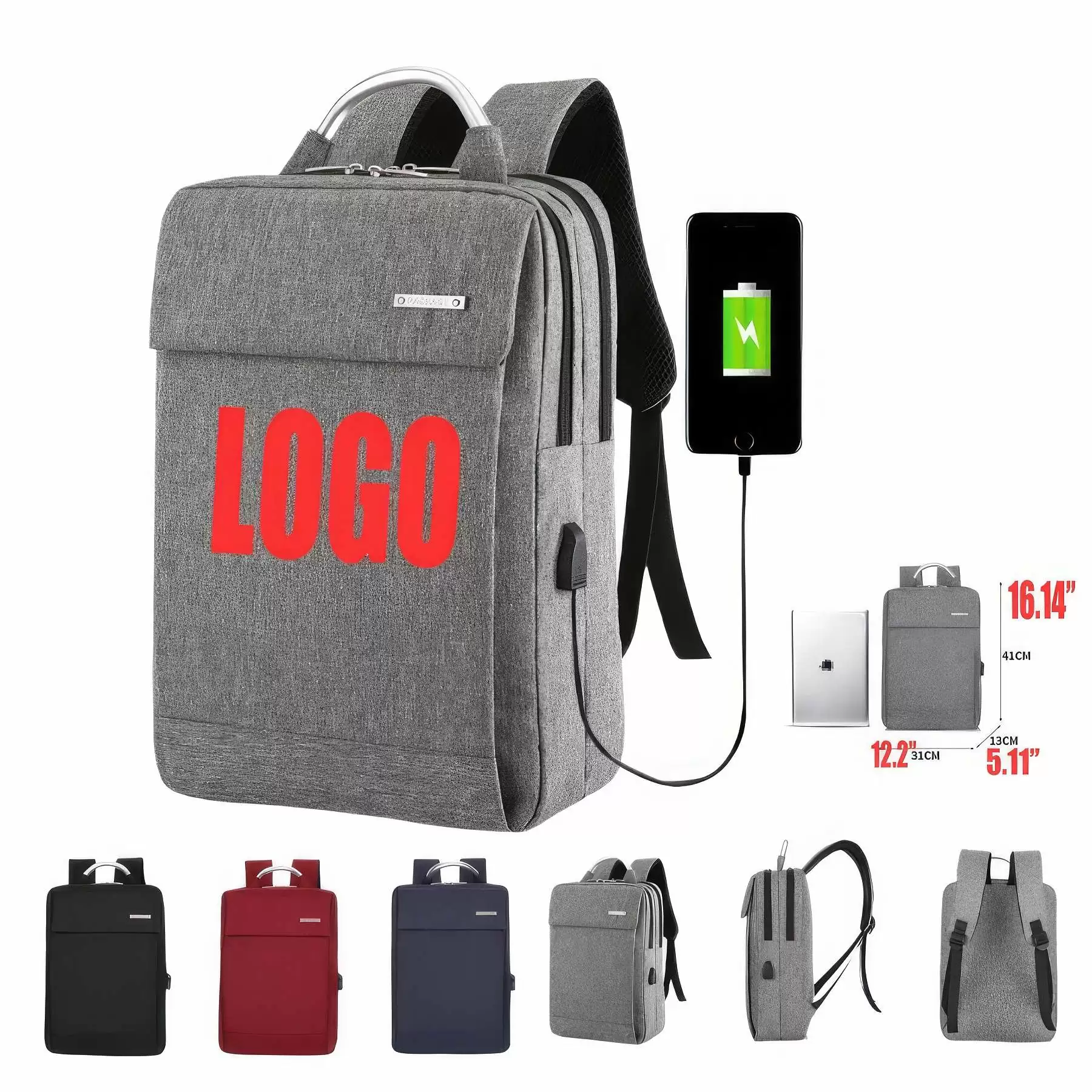 Customized Simple Fashion Computer Backpacks with USB Port