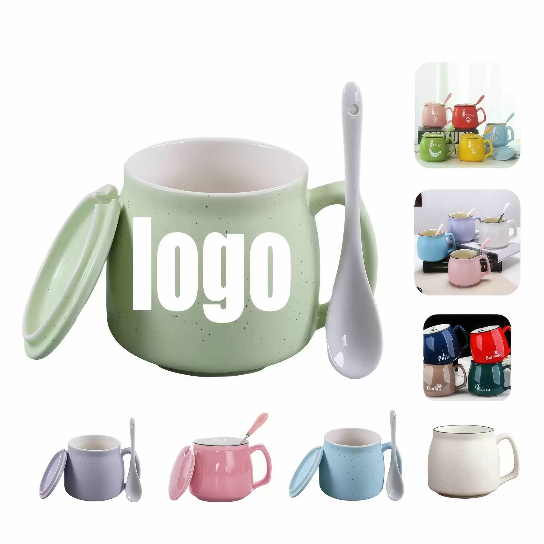 12oz Ceramic Couple Water Cup