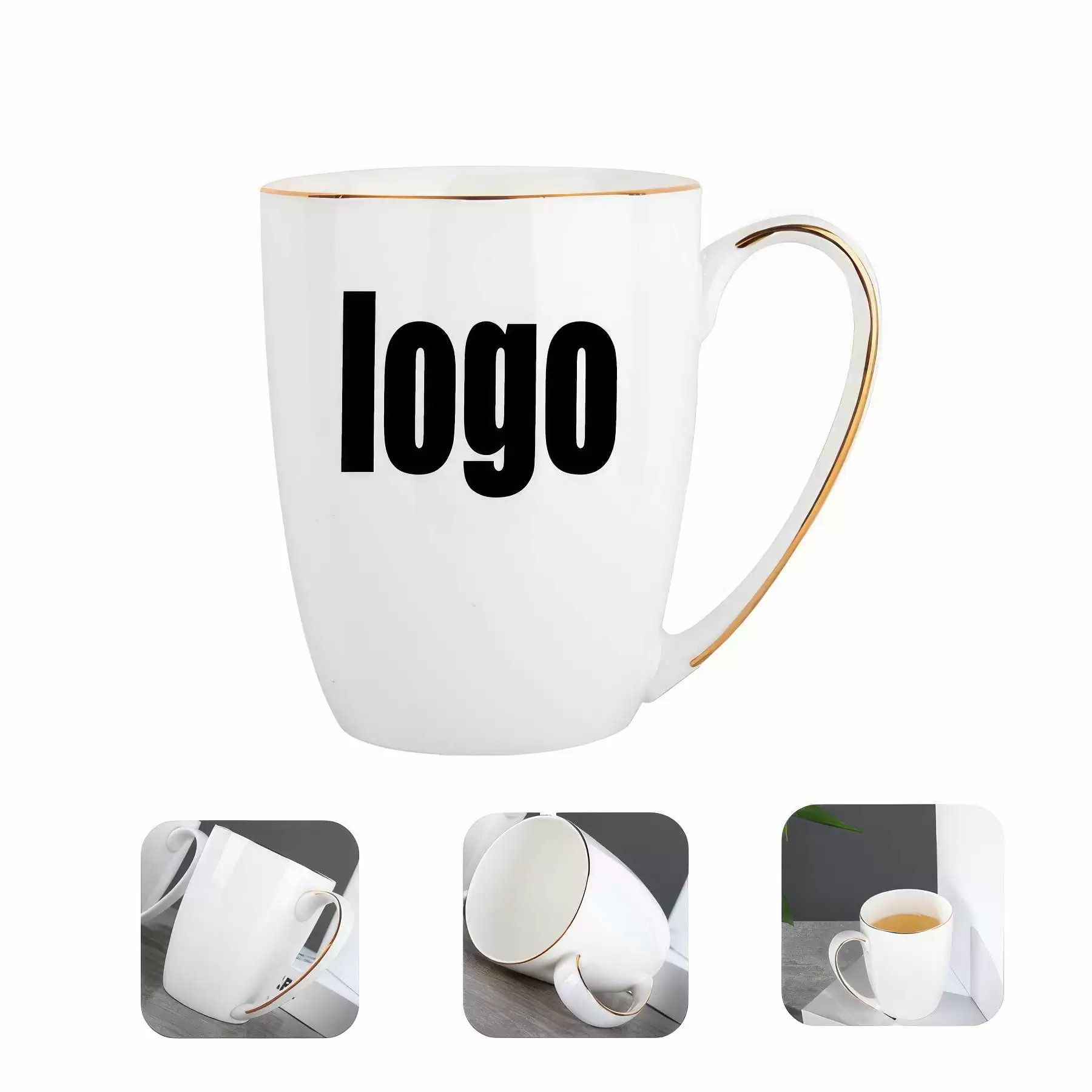 Moonlight Drawing Gold Line Bone Porcelain Ceramic Cup