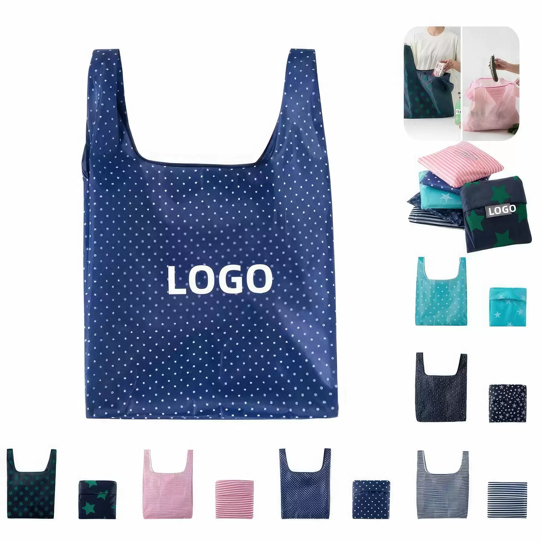 Polyester Folding Grocery Tote