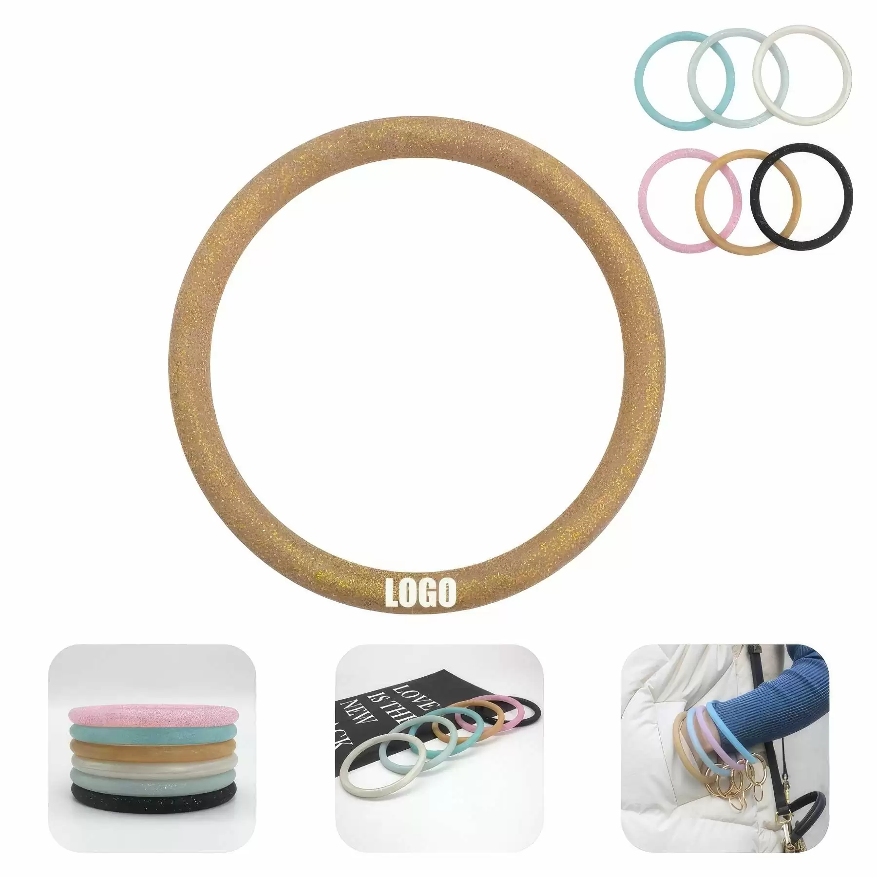 Custom Shiny silicone bracelet key chain