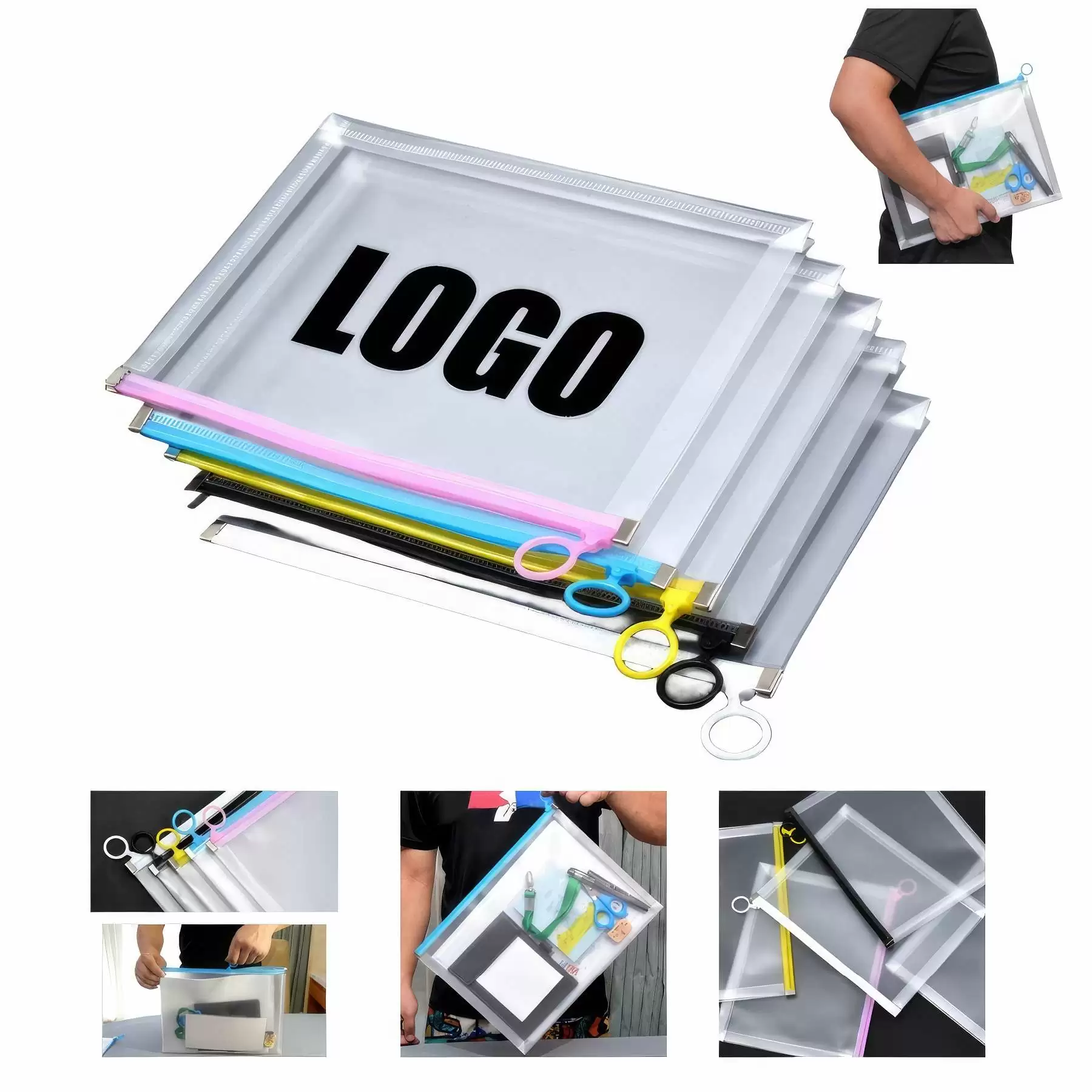 A4/A5 PP Plastic Waterproof File Folder Portfolio Bag: A5: 9.44" x 7.08" x 1.18"