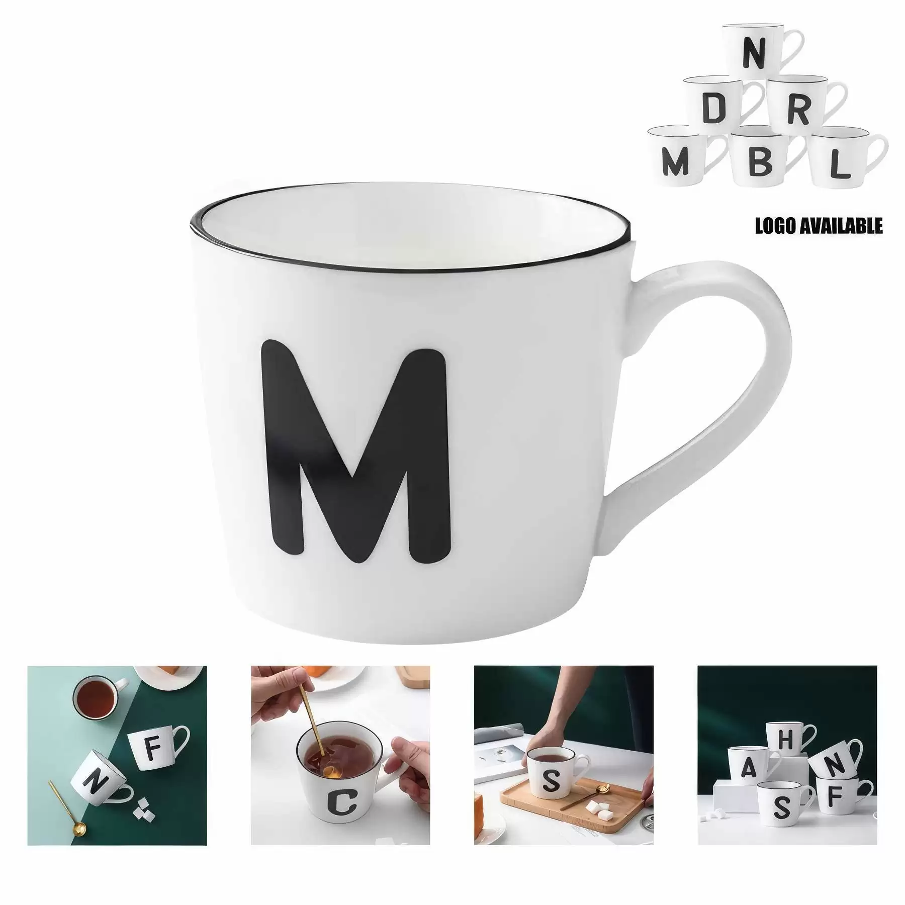 320ml 10.8oz Ceramic Letter Coffe Tea Mug & Gift Cup