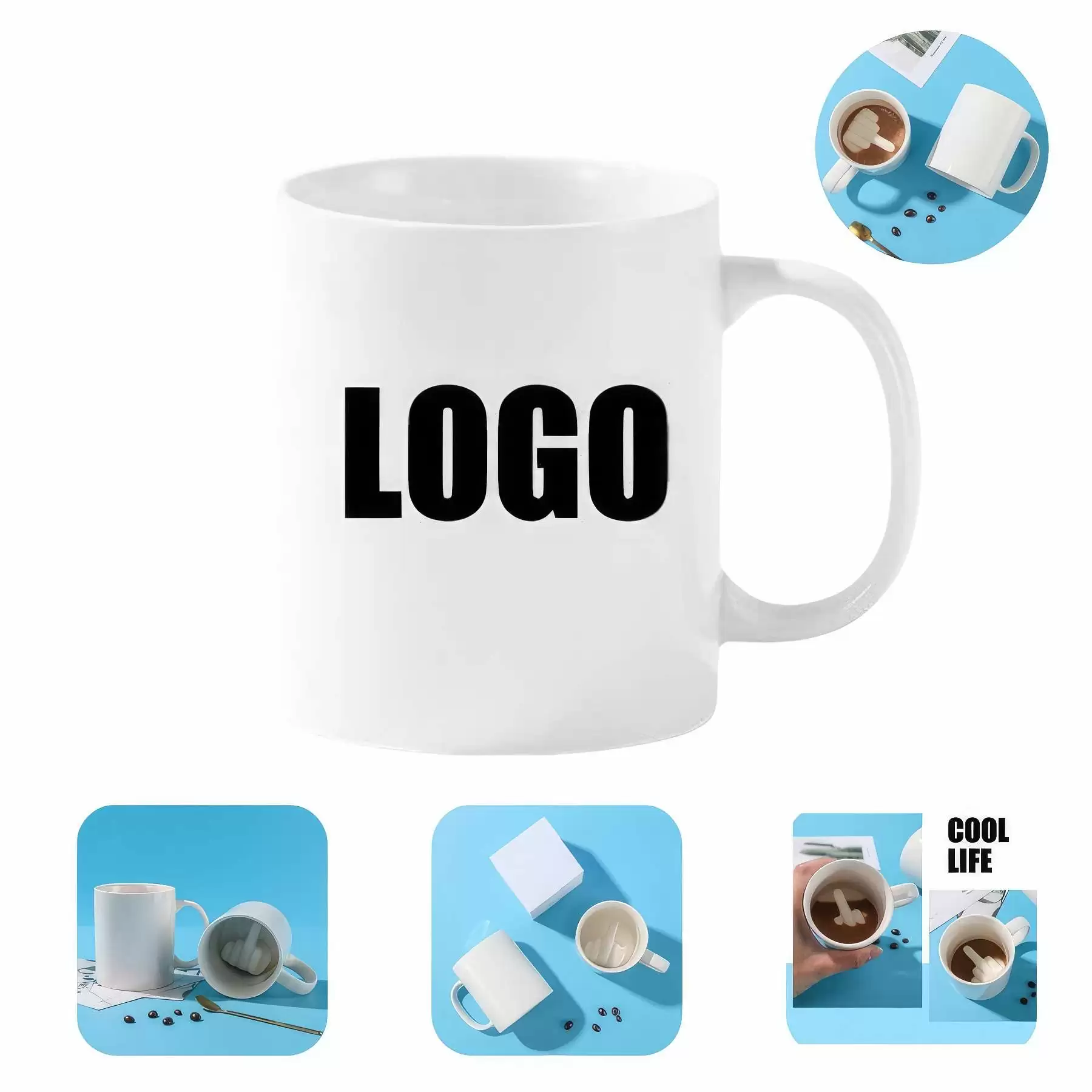 300ml 10oz Ceramic Cool Finger Coffee Mug Gift Cup