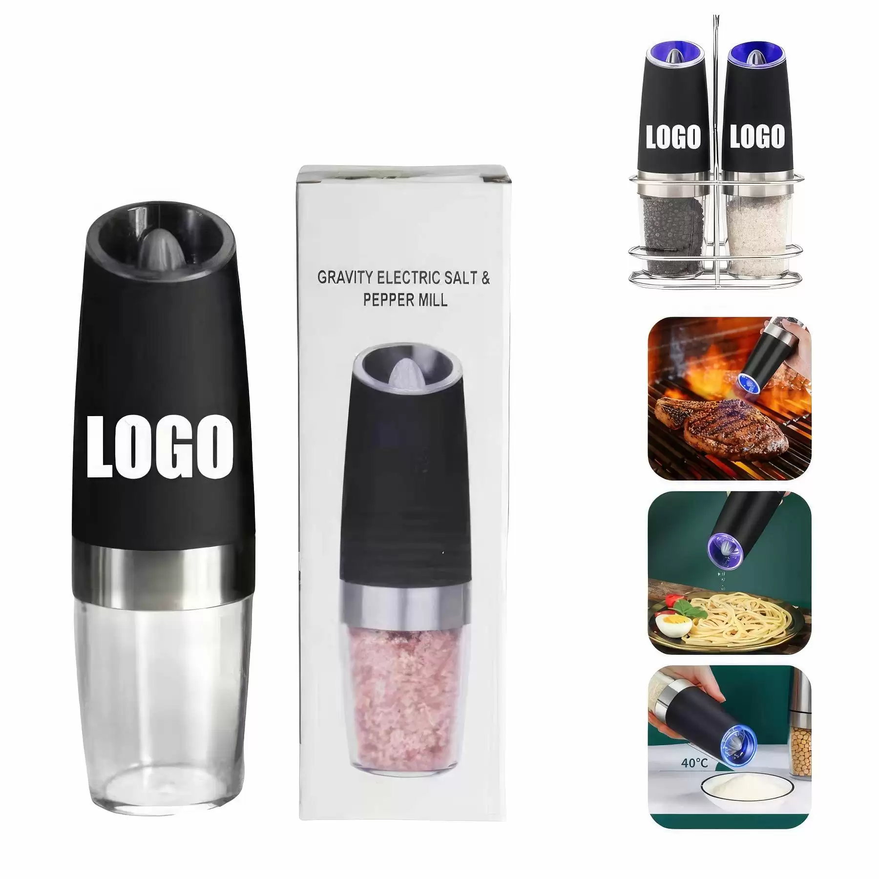 Gravity Electric Salt Mill Pepper Grinder with LED Light