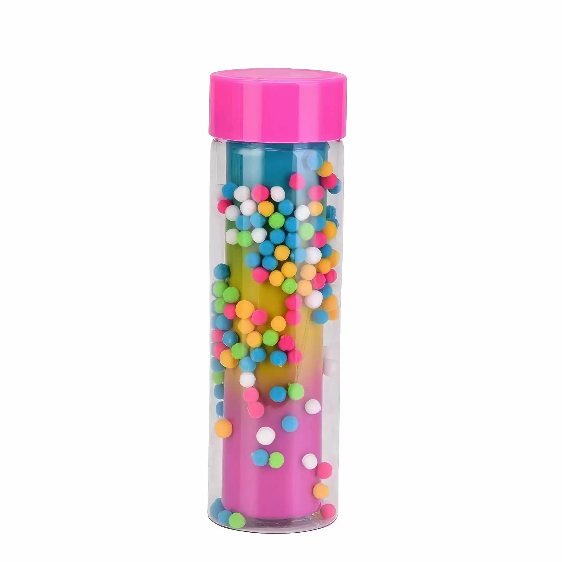 16.9oz 2-Layer Plastic Bottle with Colorful Fluffy Balls - Image 2