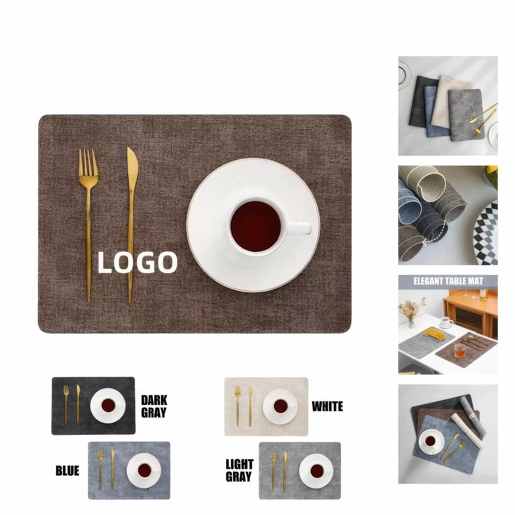 Custom PU Leather Restaurant Food Placemat Dining Table Mat