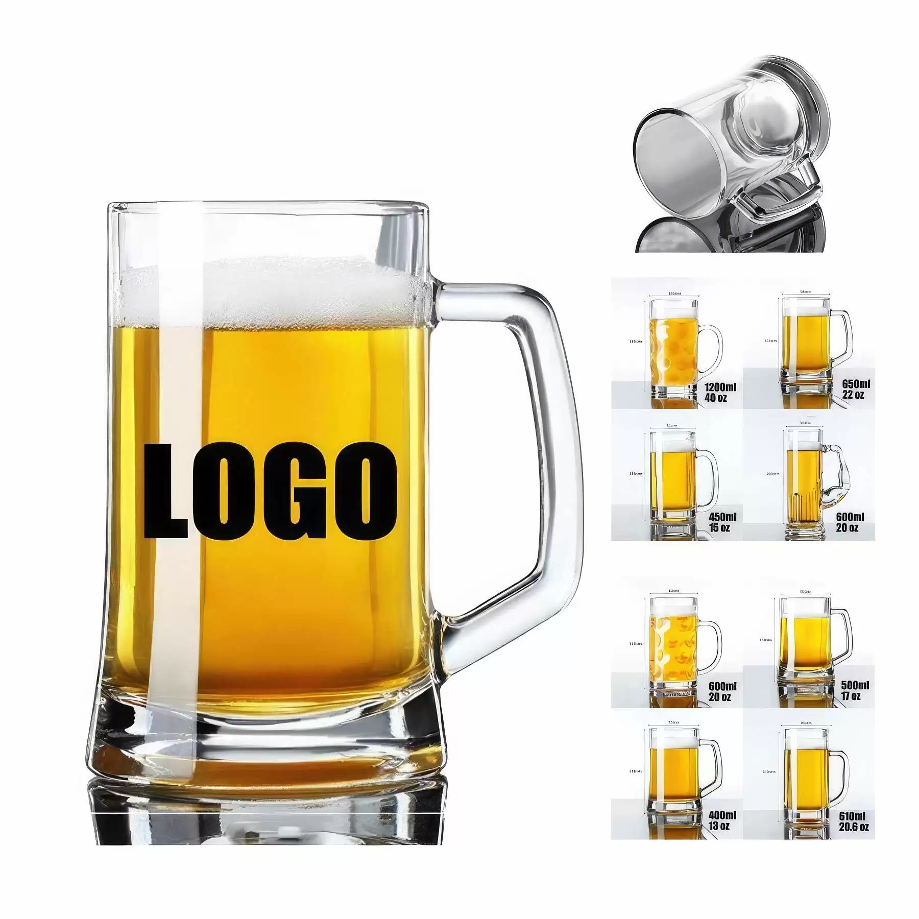 Custom 650ml 22oz Glass Beer Cup Party Bar Drinking Mug