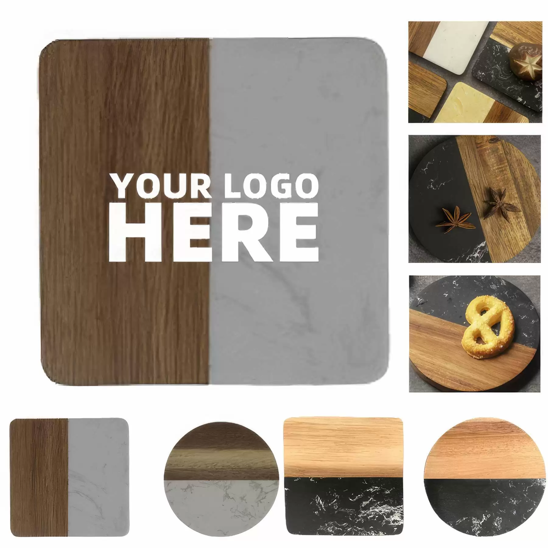 Marble Patchwork Wood Coffee Placemat