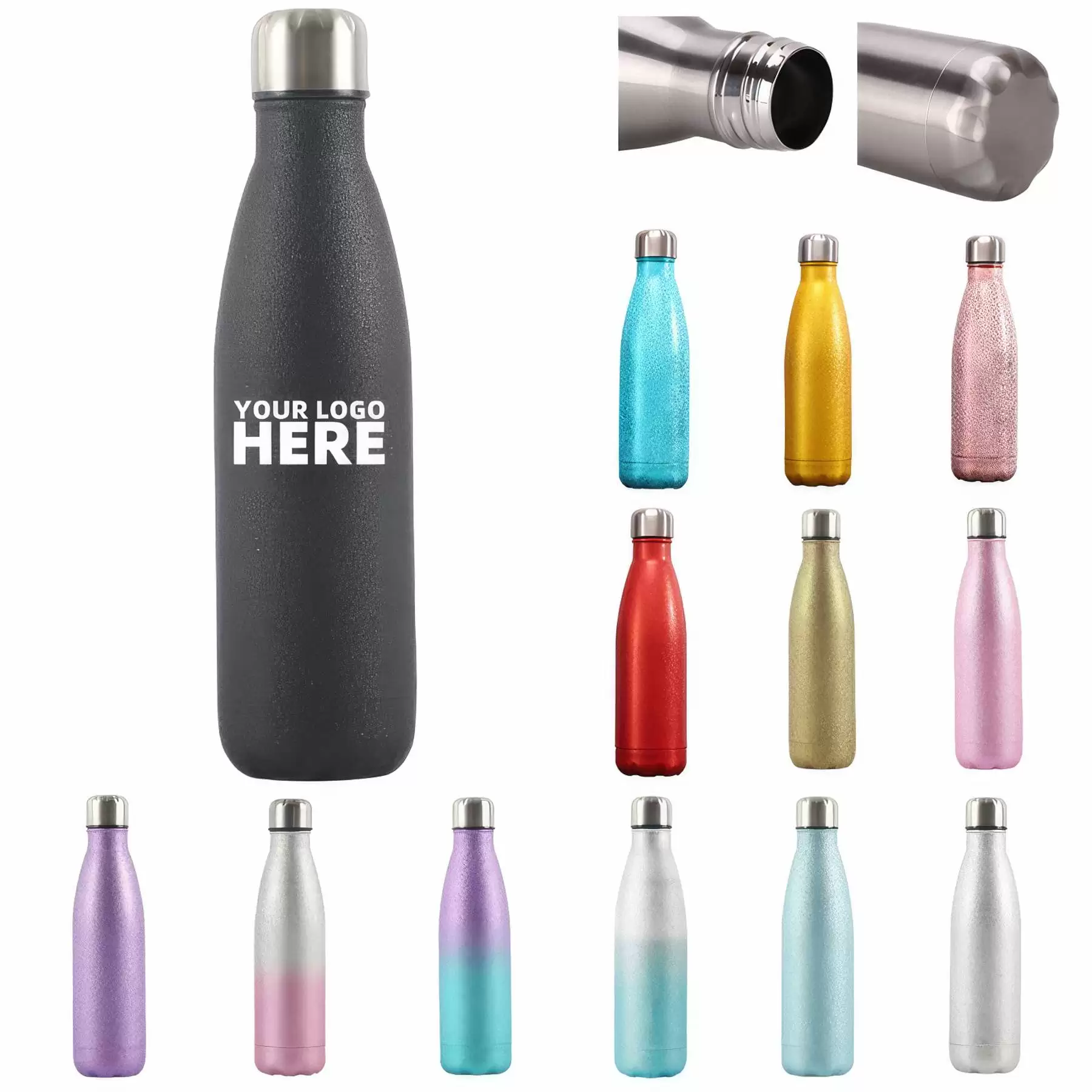 16oz Glitter Lacquer Gold Scallion Powder Coke Bottle