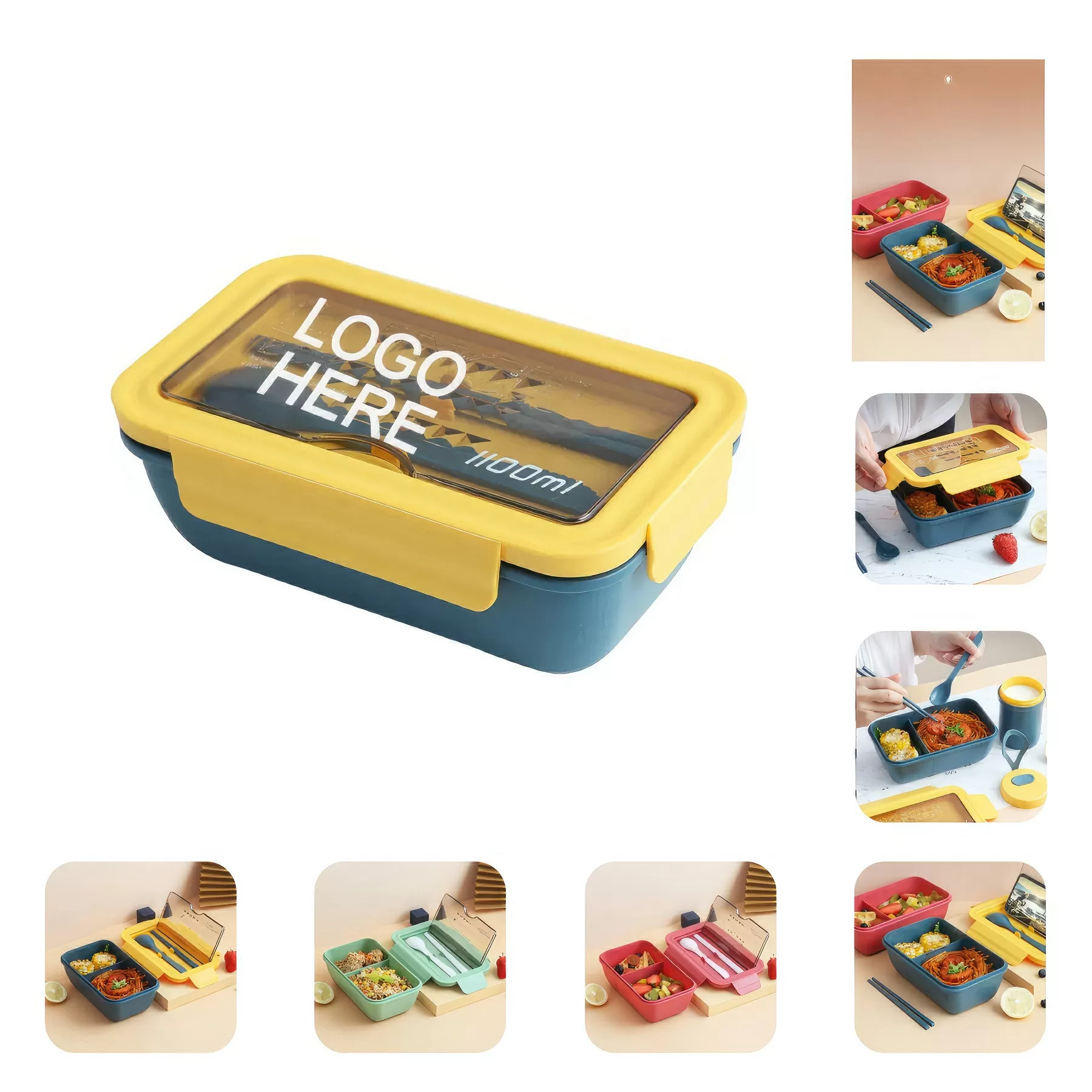 37 OZ Plastic Lunch Container with Spoon