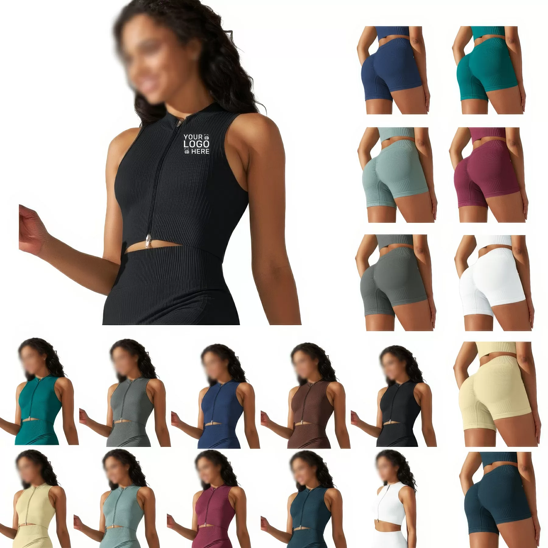 Hip Lift Seamless Zipper Yoga Suit