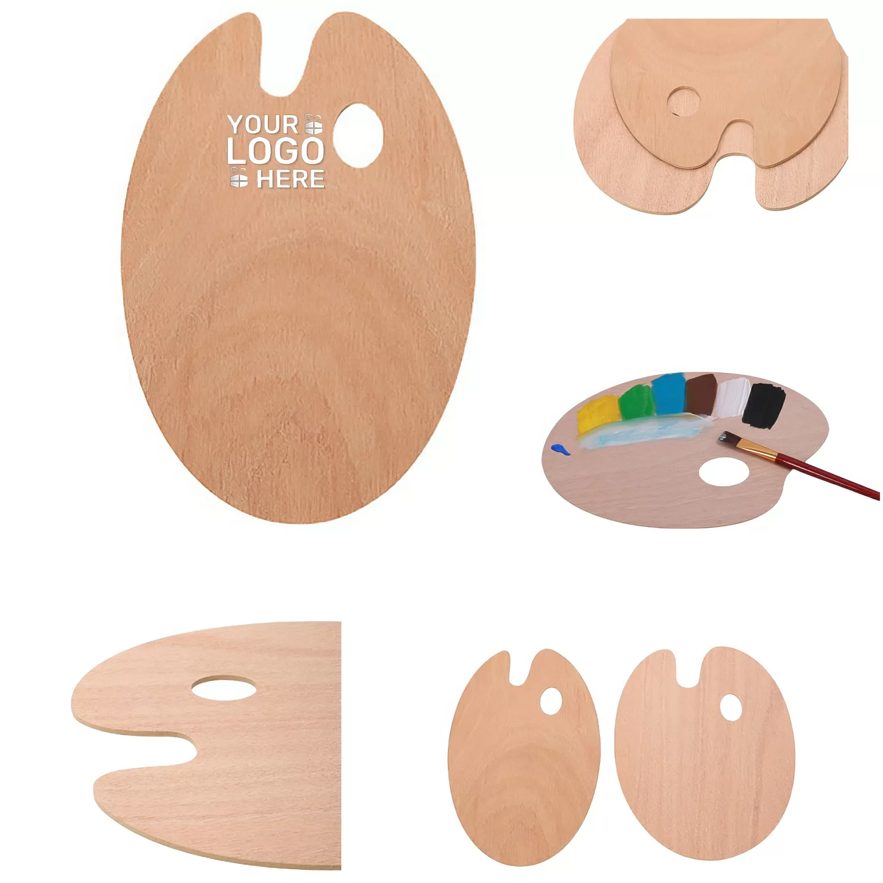 Wooden Oval-Shaped Artist Painting Palette